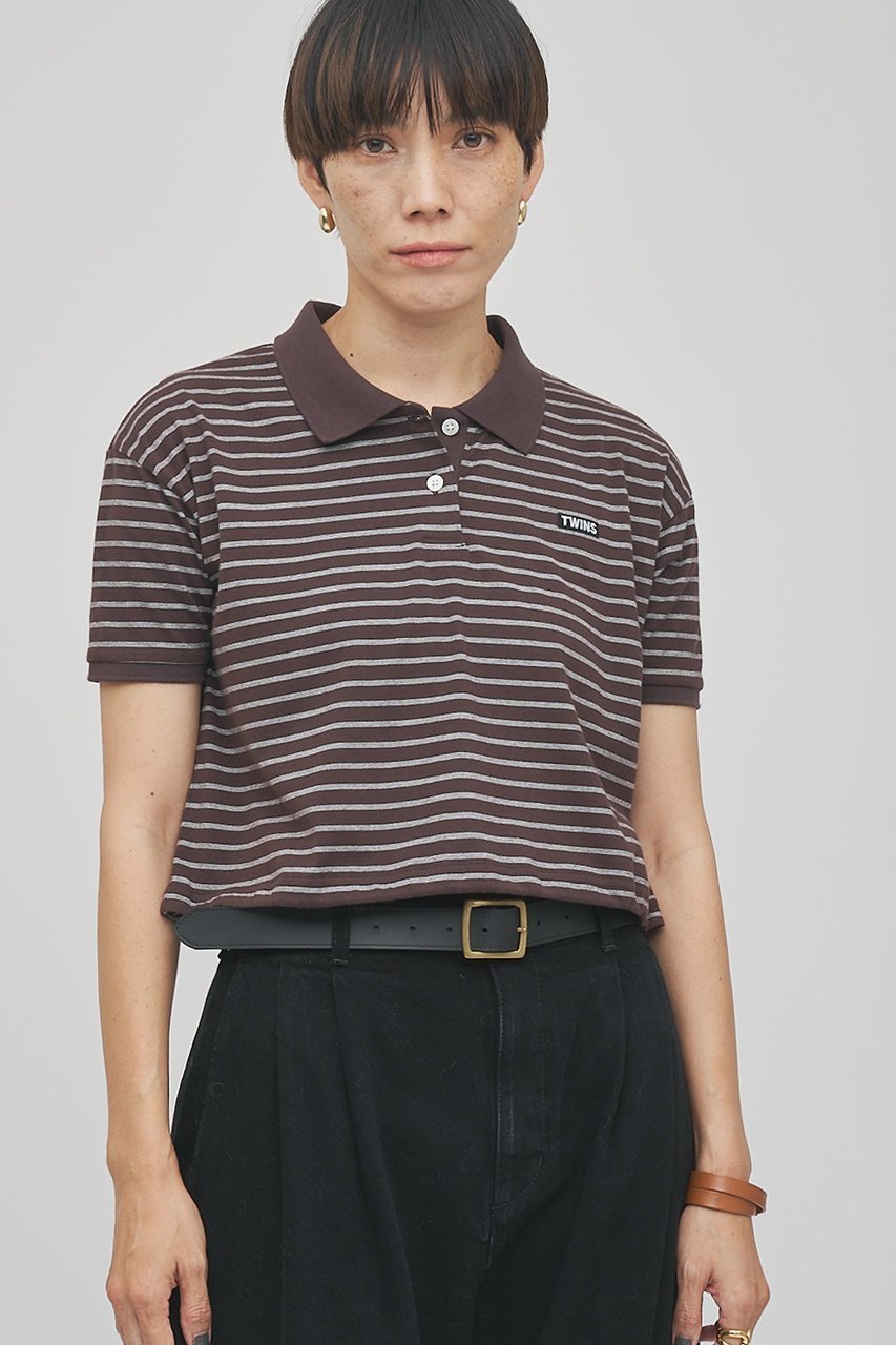 【ウィムガゼット/Whim Gazette】の【GEMINI】ボーダーポロカットソー インテリア・キッズ・メンズ・レディースファッション・服の通販 founy(ファニー) 　ファッション　Fashion　レディースファッション　Fashion for Women　トップス・カットソー　Cut & Sew Tops　シャツ・ブラウス・オフィスカジュアル　Elegant Blouses & Button-Ups　ロングTシャツ・Tシャツ　Longline T-Shirts & Tees　カットソー・ベーシックTシャツ　Cut-and-Sewn Tops / Stretch Tees & Basics　2026年　2026　インナー　Innerwear　ショート　Short, Short Length　ジャケット　Jacket, Outerwear　ストリング　String, Drawstring　スリーブ　Sleeve, Long Sleeve / Short Sleeve　バランス　Balance, Style Balance　ボトム　Bottoms, Lower Wear　ボーダー　Border, Stripe　ポロシャツ　Polo Shirt, Collared Tee　夏　Summer　春　Spring　S/S・春夏　SS, Spring/Summer, Warm Season　ブラウン|ID: prp329100004858348 ipo3291000000035908273