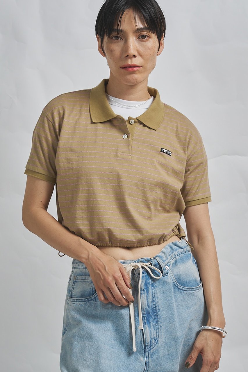 【ウィムガゼット/Whim Gazette】の【GEMINI】ボーダーポロカットソー インテリア・キッズ・メンズ・レディースファッション・服の通販 founy(ファニー) 　ファッション　Fashion　レディースファッション　Fashion for Women　トップス・カットソー　Cut & Sew Tops　シャツ・ブラウス・オフィスカジュアル　Elegant Blouses & Button-Ups　ロングTシャツ・Tシャツ　Longline T-Shirts & Tees　カットソー・ベーシックTシャツ　Cut-and-Sewn Tops / Stretch Tees & Basics　2026年　2026　インナー　Innerwear　ショート　Short, Short Length　ジャケット　Jacket, Outerwear　ストリング　String, Drawstring　スリーブ　Sleeve, Long Sleeve / Short Sleeve　バランス　Balance, Style Balance　ボトム　Bottoms, Lower Wear　ボーダー　Border, Stripe　ポロシャツ　Polo Shirt, Collared Tee　夏　Summer　春　Spring　S/S・春夏　SS, Spring/Summer, Warm Season　ベージュ|ID: prp329100004858348 ipo3291000000035908274