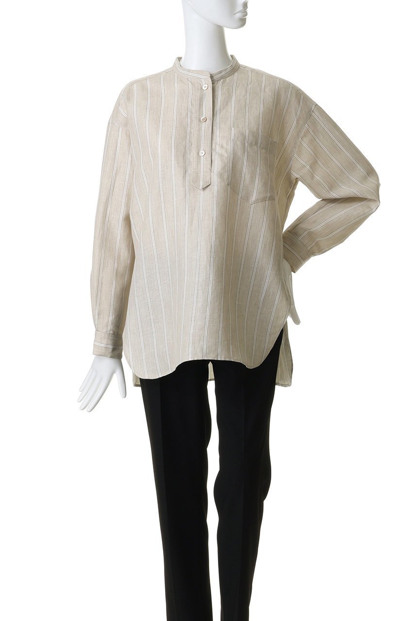 【プレインピープル/PLAIN PEOPLE】のヘンリーネックストライプシャツ 人気、トレンドファッション・服の通販 founy(ファニー) 　ファッション　Fashion　レディースファッション　Fashion for Women　トップス・カットソー　Cut & Sew Tops　シャツ・ブラウス・オフィスカジュアル　Elegant Blouses & Button-Ups　ストライプ　Stripe, Striped Pattern　スリット　Slit, Slit Detail　スリーブ　Sleeve, Long Sleeve / Short Sleeve　フィット　Fit, Slim Fit　ロング　Long, Long-Length　other-2|ID: prp329100004858355 ipo3291000000036713367