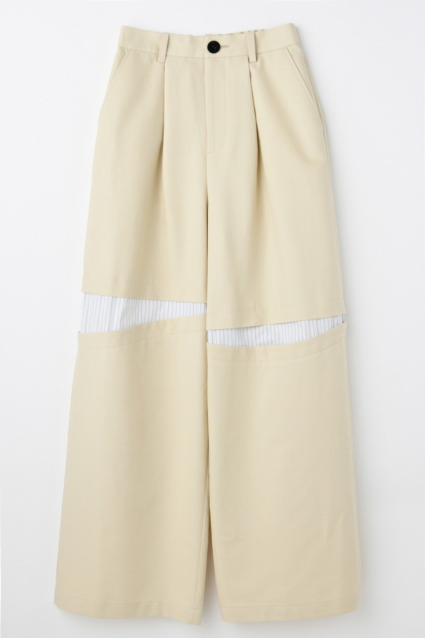 【ナゴンスタンス/nagonstans】の【2/18 12:00販売開始】slit trousers インテリア・キッズ・メンズ・レディースファッション・服の通販 founy(ファニー) 　ファッション　Fashion　レディースファッション　Fashion for Women　パンツ　Pants & Trousers　アシンメトリー　Asymmetrical Style　シンプル　Simple, Minimal　ストレート　Straight, Straight Cut　スリット　Slit, Slit Detail　ワイド　Wide, Wide Fit　切替　Switching, Contrast Panel　Sand|ID: prp329100004859489 ipo3291000000035945486