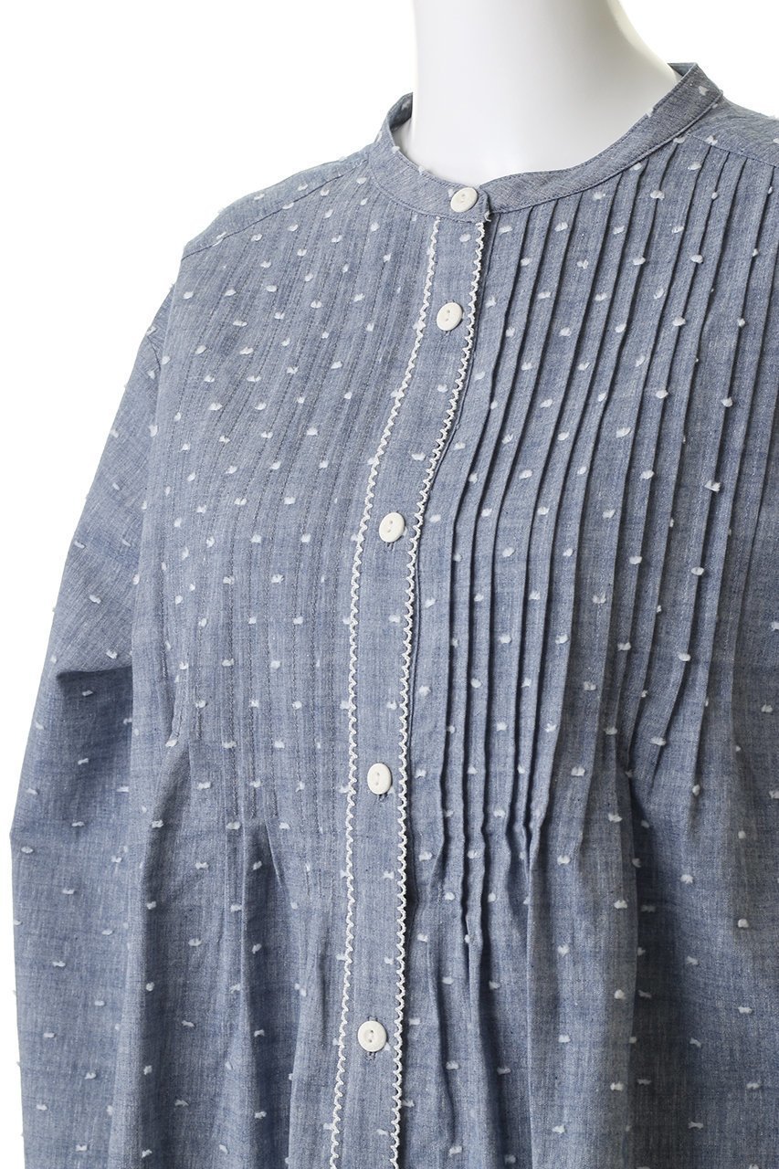 【キッドブルー/KID BLUE】の26ドビードットシャンブレーパジャマ 人気、トレンドファッション・服の通販 founy(ファニー) 　ファッション　Fashion　レディースファッション　Fashion for Women　トップス・カットソー　Cut & Sew Tops　ギャザー　Gathered, Ruffled　スリーブ　Sleeve, Long Sleeve / Short Sleeve　ドット　Polka Dot, Dot Pattern　パジャマ　Pajamas, Sleepwear　ロング　Long, Long-Length　新作・新入荷　New Arrivals / New In　other-5|ID: prp329100004859494 ipo3291000000035952211