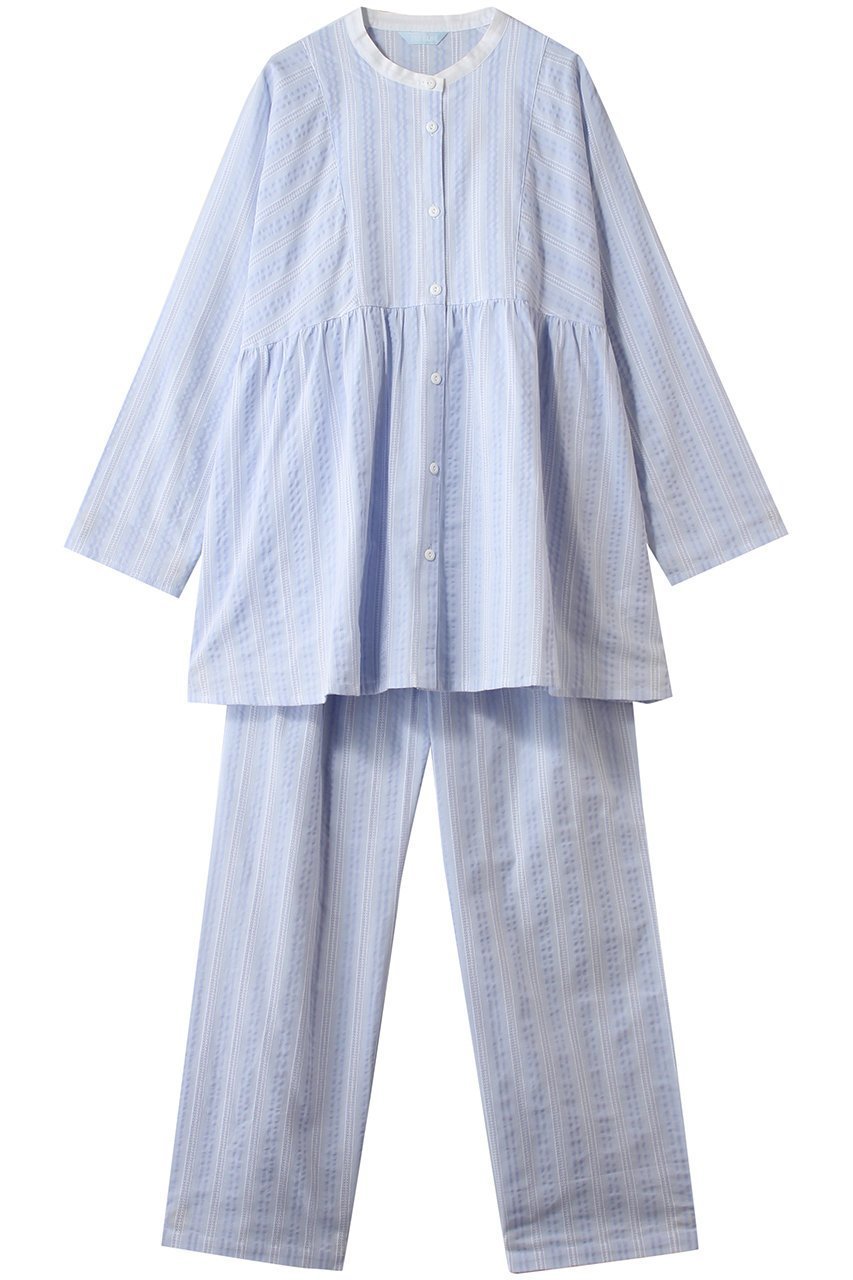 【キッドブルー/KID BLUE】のオーガニックコットンからみ織りパジャマ インテリア・キッズ・メンズ・レディースファッション・服の通販 founy(ファニー) ファッション Fashion レディースファッション Fashion for Women トップス・カットソー Cut & Sew Tops ストライプ Stripe, Striped Pattern スリーブ Sleeve, Long Sleeve / Short Sleeve パジャマ Pajamas, Sleepwear ロング Long, Long-Length 夏 Summer 新作・新入荷 New Arrivals / New In 春 Spring S/S・春夏 SS, Spring/Summer, Warm Season ラベンダー|ID: prp329100004859496 ipo3291000000035952222