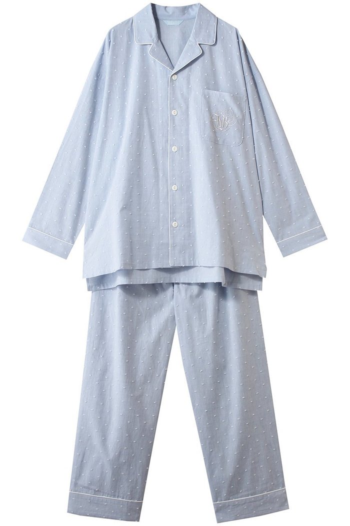 【キッドブルー/KID BLUE】の26ドビードットシャンブレーパジャマ インテリア・キッズ・メンズ・レディースファッション・服の通販 founy(ファニー) https://founy.com/ ファッション Fashion レディースファッション Fashion for Women トップス・カットソー Cut & Sew Tops シャンブレー Chambray, Denim-Like Fabric スリーブ Sleeve, Long Sleeve / Short Sleeve パジャマ Pajamas, Sleepwear ロング Long, Long-Length 定番 Standard, Basic Item 新作・新入荷 New Arrivals / New In |ID: prp329100004859506 ipo3291000000035952294