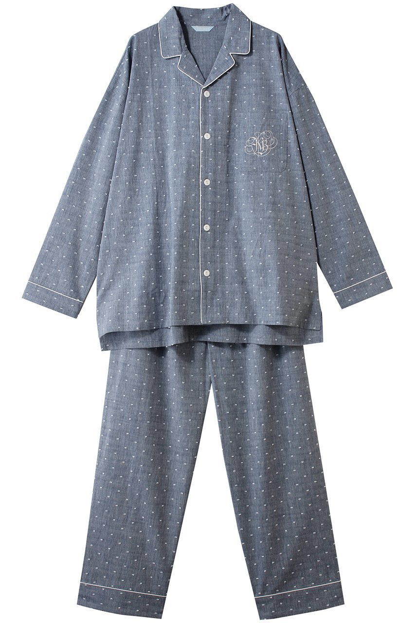 【キッドブルー/KID BLUE】の26ドビードットシャンブレーパジャマ インテリア・キッズ・メンズ・レディースファッション・服の通販 founy(ファニー) ファッション Fashion レディースファッション Fashion for Women トップス・カットソー Cut & Sew Tops シャンブレー Chambray, Denim-Like Fabric スリーブ Sleeve, Long Sleeve / Short Sleeve パジャマ Pajamas, Sleepwear ロング Long, Long-Length 定番 Standard, Basic Item 新作・新入荷 New Arrivals / New In ネイビー|ID: prp329100004859506 ipo3291000000035952296