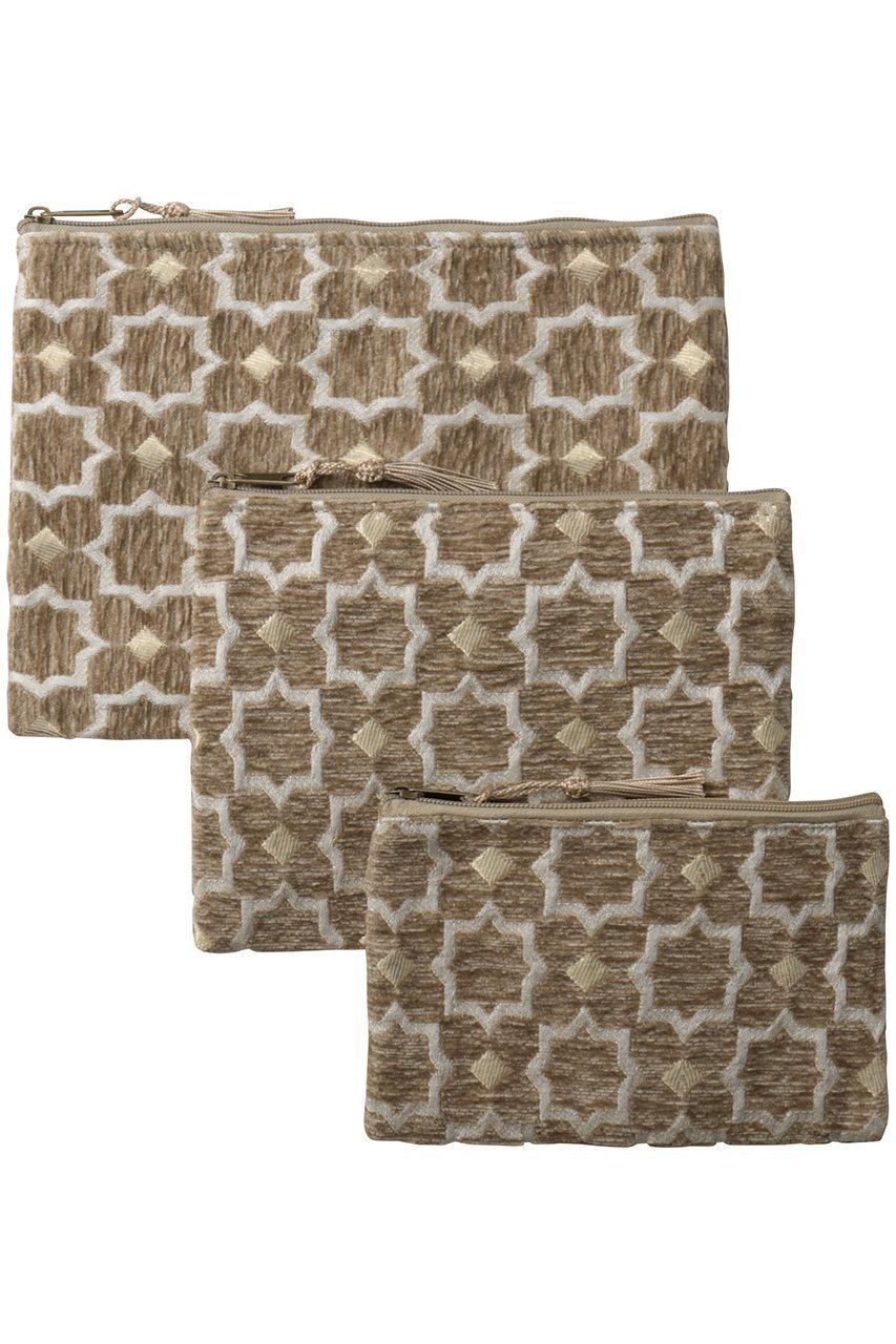 【その他のブランド/Other】のジオメトリック ジャカード ポーチ 3点セット インテリア・キッズ・メンズ・レディースファッション・服の通販 founy(ファニー) 　ファッション　Fashion　レディースファッション　Fashion for Women　ポーチ&ミニバッグ　Pouches & Mini Bags　2026年　2026　ジャカード／ジャガード　Jacquard, Woven Pattern　ポーチ　Pouch, Small Case　モダン　Modern, Contemporary　夏　Summer　春　Spring　S/S・春夏　SS, Spring/Summer, Warm Season　ベージュ|ID: prp329100004859518 ipo3291000000035952421