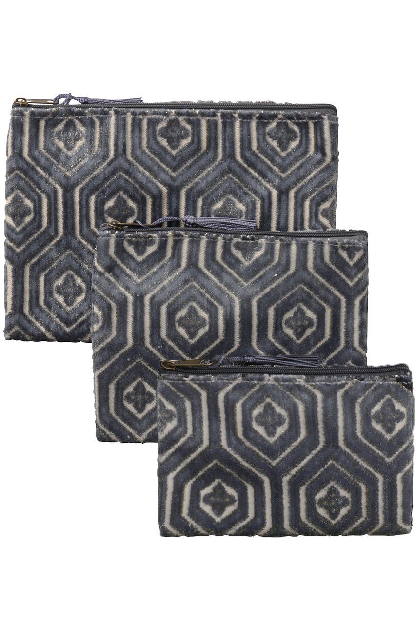 【その他のブランド/Other】のジャカードポーチ 3点セット インテリア・キッズ・メンズ・レディースファッション・服の通販 founy(ファニー) 　ファッション　Fashion　レディースファッション　Fashion for Women　ポーチ&ミニバッグ　Pouches & Mini Bags　2026年　2026　ジャカード／ジャガード　Jacquard, Woven Pattern　ポーチ　Pouch, Small Case　モダン　Modern, Contemporary　夏　Summer　春　Spring　S/S・春夏　SS, Spring/Summer, Warm Season　グレー|ID: prp329100004859519 ipo3291000000035952426