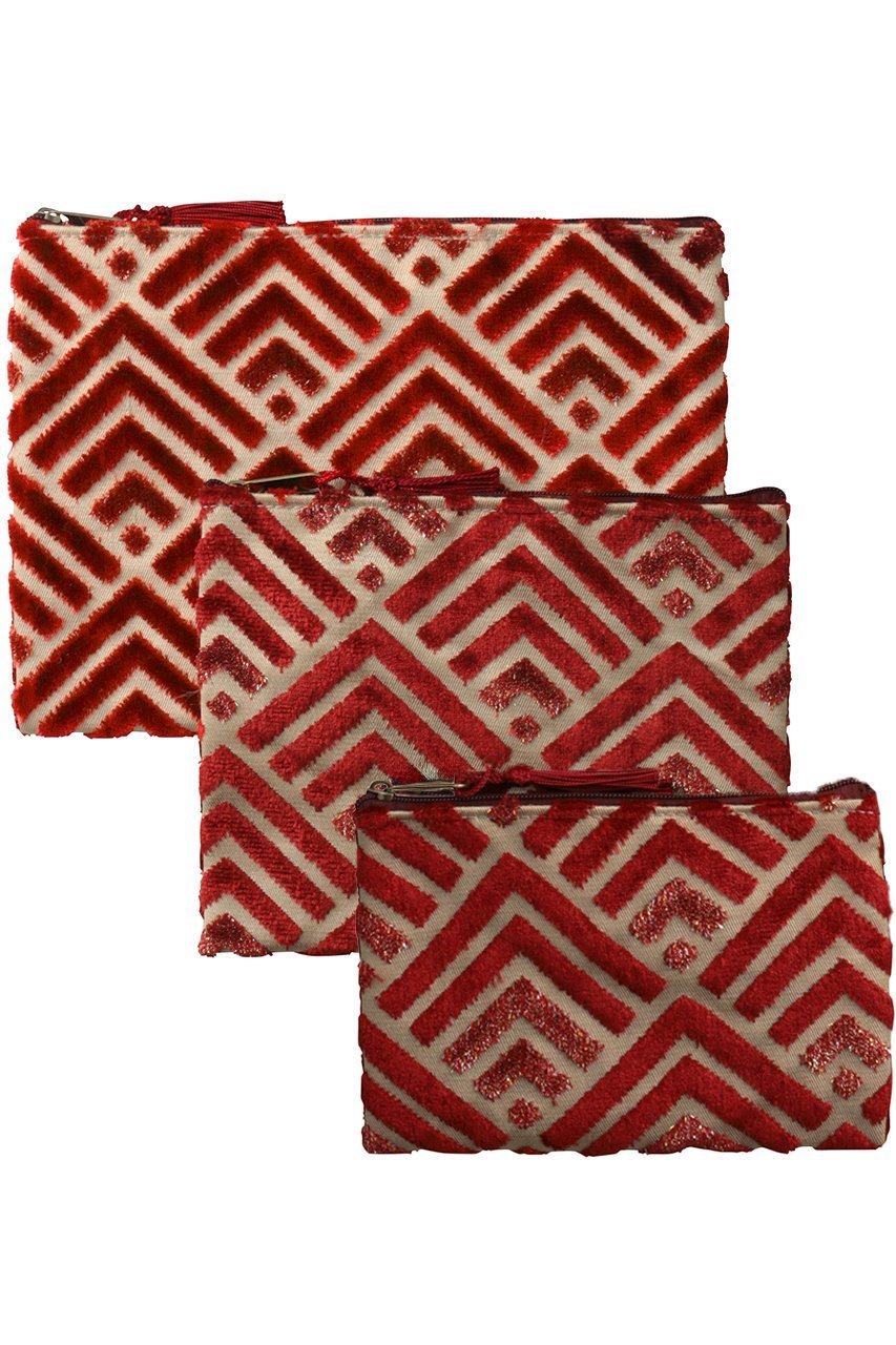 【その他のブランド/Other】のジャカードポーチ 3点セット インテリア・キッズ・メンズ・レディースファッション・服の通販 founy(ファニー) 　ファッション　Fashion　レディースファッション　Fashion for Women　ポーチ&ミニバッグ　Pouches & Mini Bags　2026年　2026　ジャカード／ジャガード　Jacquard, Woven Pattern　ポーチ　Pouch, Small Case　モダン　Modern, Contemporary　夏　Summer　春　Spring　S/S・春夏　SS, Spring/Summer, Warm Season　ボルドー|ID: prp329100004859519 ipo3291000000035952427