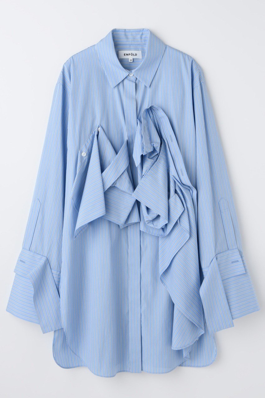 【エンフォルド/ENFOLD】の【2/18 12:00販売開始】RECONSTRUCTION SHIRT インテリア・キッズ・メンズ・レディースファッション・服の通販 founy(ファニー) 　ファッション　Fashion　レディースファッション　Fashion for Women　トップス・カットソー　Cut & Sew Tops　シャツ・ブラウス・オフィスカジュアル　Elegant Blouses & Button-Ups　おすすめ　Recommended / Our Picks　シェイプ　Shape, Slim Fit　ストレート　Straight, Straight Cut　スリーブ　Sleeve, Long Sleeve / Short Sleeve　ブロード　Broadcloth, Fine Cotton　ロング　Long, Long-Length　新作・新入荷　New Arrivals / New In　ライトブルー|ID: prp329100004859536 ipo3291000000035952550