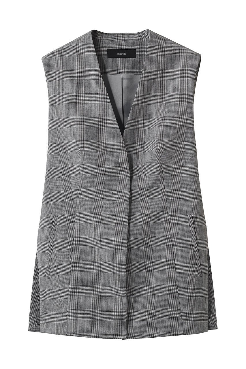 【アルアバイル/allureville】のポプリンチェックスリットジレ インテリア・キッズ・メンズ・レディースファッション・服の通販 founy(ファニー) 　ファッション　Fashion　レディースファッション　Fashion for Women　アウター　Coat / Outerwear Collection　レディースジャケット・軽アウター　Jackets　2026年　2026　エレガント 上品　Elegant　ジャケット　Jacket, Outerwear　スリット　Slit, Slit Detail　ベスト　Vest, Waistcoat　夏　Summer　春　Spring　S/S・春夏　SS, Spring/Summer, Warm Season　ブラック系|ID: prp329100004859553 ipo3291000000035952681