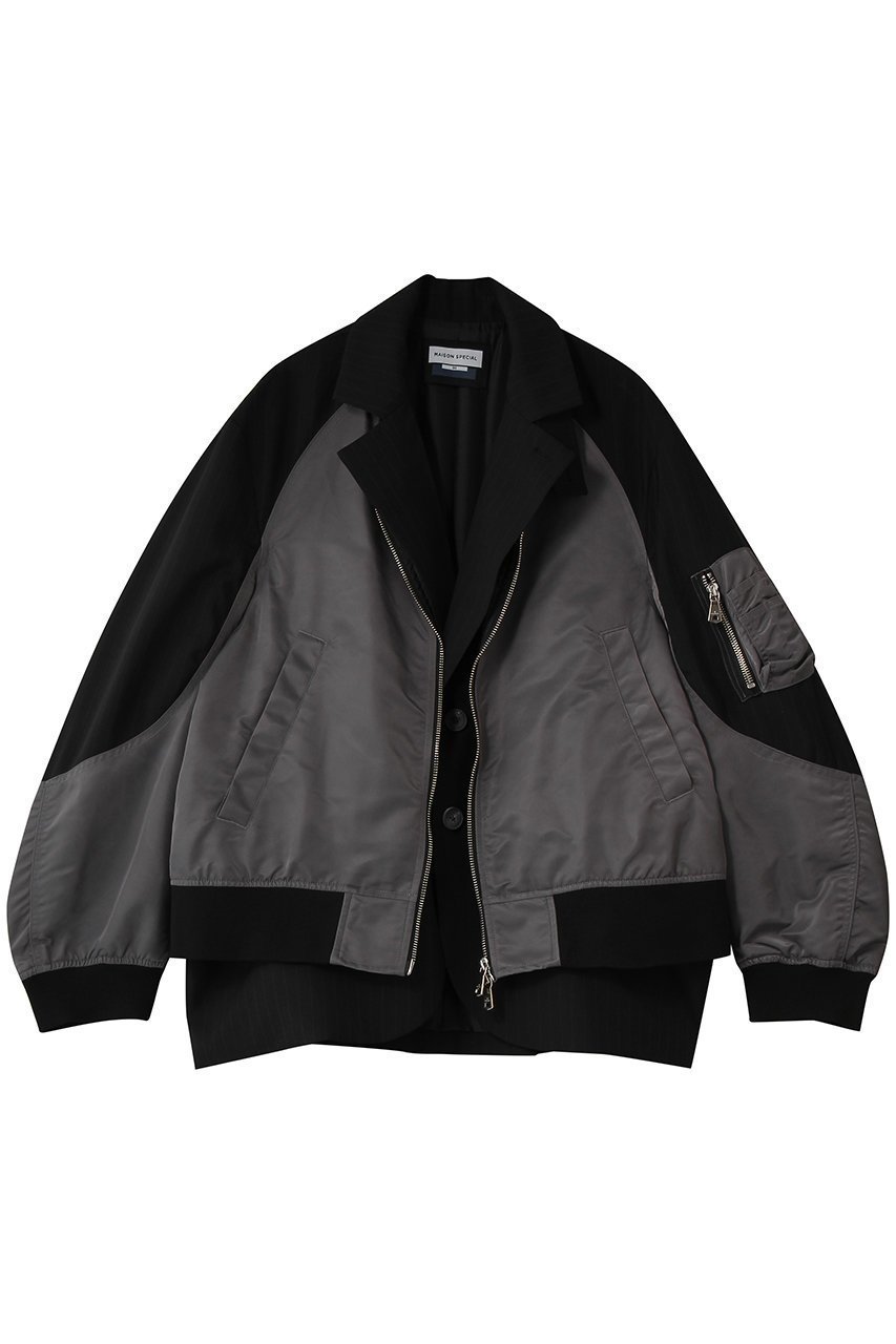 【メゾンスペシャル/MAISON SPECIAL】の【UNISEX】MA-1レイヤリング 2Bジャケット 人気、トレンドファッション・服の通販 founy(ファニー) 　ファッション　Fashion　レディースファッション　Fashion for Women　アウター　Coat / Outerwear Collection　レディースジャケット・軽アウター　Jackets　MA-1ジャケット　MA-1 Bomber Jackets / Flight Jackets　ジュエリー　Jewelry　ファッションリング　Fashion Rings　イヤリング・フープ・ドロップタイプ　Hoop, Drop & Clip Earrings　2026年　2026　ユニセックス　Unisex, Genderless　ジャケット　Jacket, Outerwear　スタンド　Stand Collar, Upright Stand　ドッキング　Docking, Mixed Material　ミリタリー　Military, Army Style　エレガント 上品　Elegant　夏　Summer　定番　Standard, Basic Item　春　Spring　S/S・春夏　SS, Spring/Summer, Warm Season　 other-1|ID: prp329100004859565 ipo3291000000035952808
