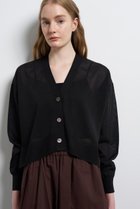 【ランバン オン ブルー/LANVIN en Bleu】のVネックショートカーディガン 人気、トレンドファッション・服の通販 founy(ファニー) ファッション Fashion レディースファッション Fashion for Women トップス・カットソー Cut & Sew Tops ニット Knit Tops & Sweaters カーディガン・羽織り Layered Style Cardigans Vネックトップス V-Neck Tops / V-Cut Neckline Shirts 2026年 2026 アシンメトリー Asymmetrical Style カーディガン Cardigan, Knitwear ショート Short, Short Length バランス Balance, Style Balance ヘムライン Hemline, Bottom Cut ワイド Wide, Wide Fit 夏 Summer 春 Spring S/S・春夏 SS, Spring/Summer, Warm Season thumbnail ブラック|ID: prp329100004859584 ipo3291000000035955382