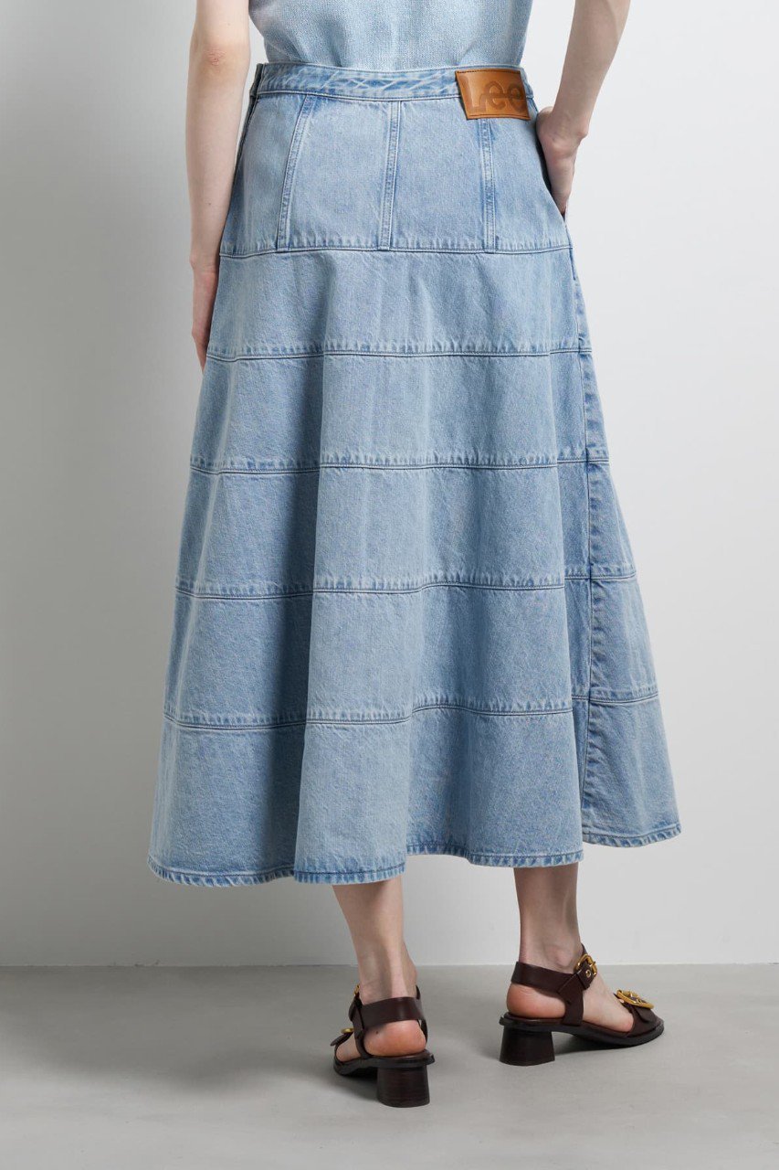 【ランバン オン ブルー/LANVIN en Bleu】のLee×LANVIN en Bleuデニムフレアスカート 人気、トレンドファッション・服の通販 founy(ファニー) 　ファッション　Fashion　レディースファッション　Fashion for Women　スカート　Skirts　Aライン・フレアスカート　A-Line & Flared Skirts　ロングスカート　Long Skirts / Maxi & Midi Skirts　ヴィンテージ　Vintage Style　春　Spring　デニム　Denim, Jeans Material　ファブリック　Fabric, Textile　フレア　Flare, Flared　ブリーチ　Bleach, Washed Finish　ロング　Long, Long-Length　S/S・春夏　SS, Spring/Summer, Warm Season　夏　Summer　エレガント 上品　Elegant　2026年　2026　other-3|ID: prp329100004859594 ipo3291000000035956201