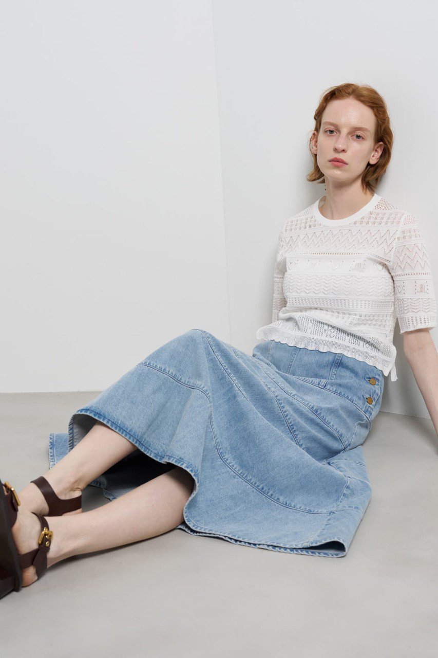 【ランバン オン ブルー/LANVIN en Bleu】のLee×LANVIN en Bleuデニムフレアスカート 人気、トレンドファッション・服の通販 founy(ファニー) 　ファッション　Fashion　レディースファッション　Fashion for Women　スカート　Skirts　Aライン・フレアスカート　A-Line & Flared Skirts　ロングスカート　Long Skirts / Maxi & Midi Skirts　ヴィンテージ　Vintage Style　春　Spring　デニム　Denim, Jeans Material　ファブリック　Fabric, Textile　フレア　Flare, Flared　ブリーチ　Bleach, Washed Finish　ロング　Long, Long-Length　S/S・春夏　SS, Spring/Summer, Warm Season　夏　Summer　エレガント 上品　Elegant　2026年　2026　other-8|ID: prp329100004859594 ipo3291000000035956206