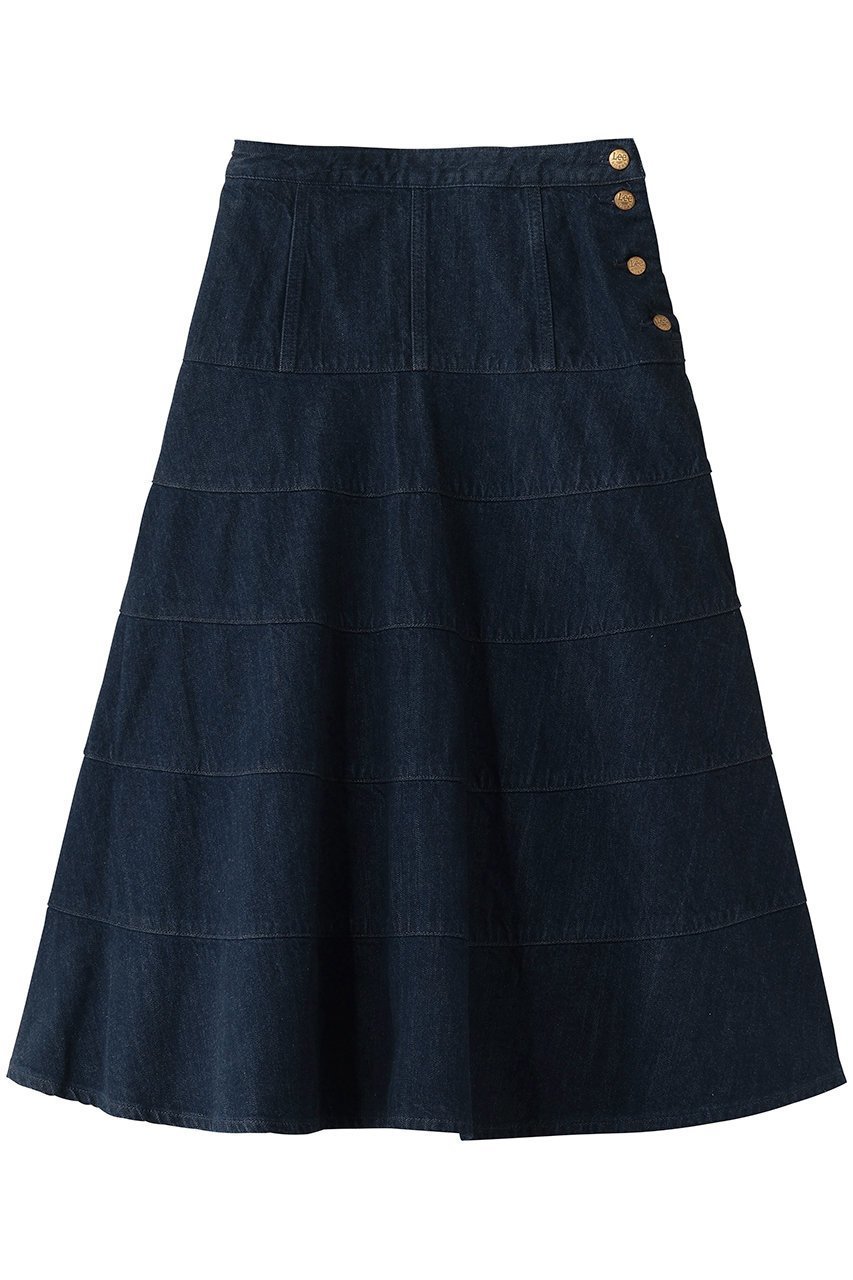 【ランバン オン ブルー/LANVIN en Bleu】のLee×LANVIN en Bleuデニムフレアスカート インテリア・キッズ・メンズ・レディースファッション・服の通販 founy(ファニー) 　ファッション　Fashion　レディースファッション　Fashion for Women　スカート　Skirts　Aライン・フレアスカート　A-Line & Flared Skirts　ロングスカート　Long Skirts / Maxi & Midi Skirts　デニム　Denim, Jeans Material　ファブリック　Fabric, Textile　フレア　Flare, Flared　ブリーチ　Bleach, Washed Finish　ロング　Long, Long-Length　ヴィンテージ　Vintage Style　エレガント 上品　Elegant　ネイビー|ID: prp329100004859594 ipo3291000000036792788