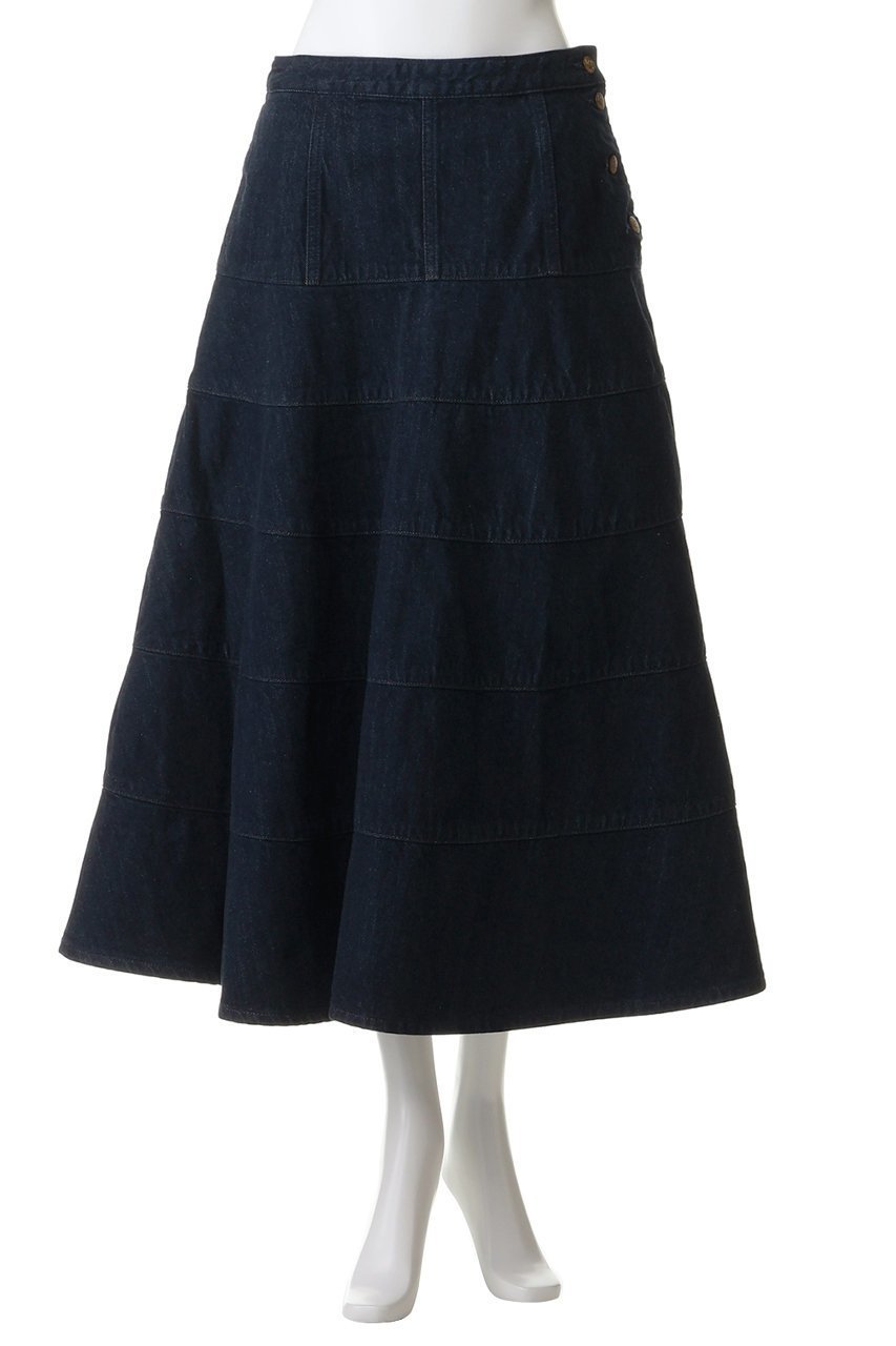 【ランバン オン ブルー/LANVIN en Bleu】のLee×LANVIN en Bleuデニムフレアスカート 人気、トレンドファッション・服の通販 founy(ファニー) 　ファッション　Fashion　レディースファッション　Fashion for Women　スカート　Skirts　Aライン・フレアスカート　A-Line & Flared Skirts　ロングスカート　Long Skirts / Maxi & Midi Skirts　デニム　Denim, Jeans Material　ファブリック　Fabric, Textile　フレア　Flare, Flared　ブリーチ　Bleach, Washed Finish　ロング　Long, Long-Length　ヴィンテージ　Vintage Style　エレガント 上品　Elegant　other-2|ID: prp329100004859594 ipo3291000000036792789
