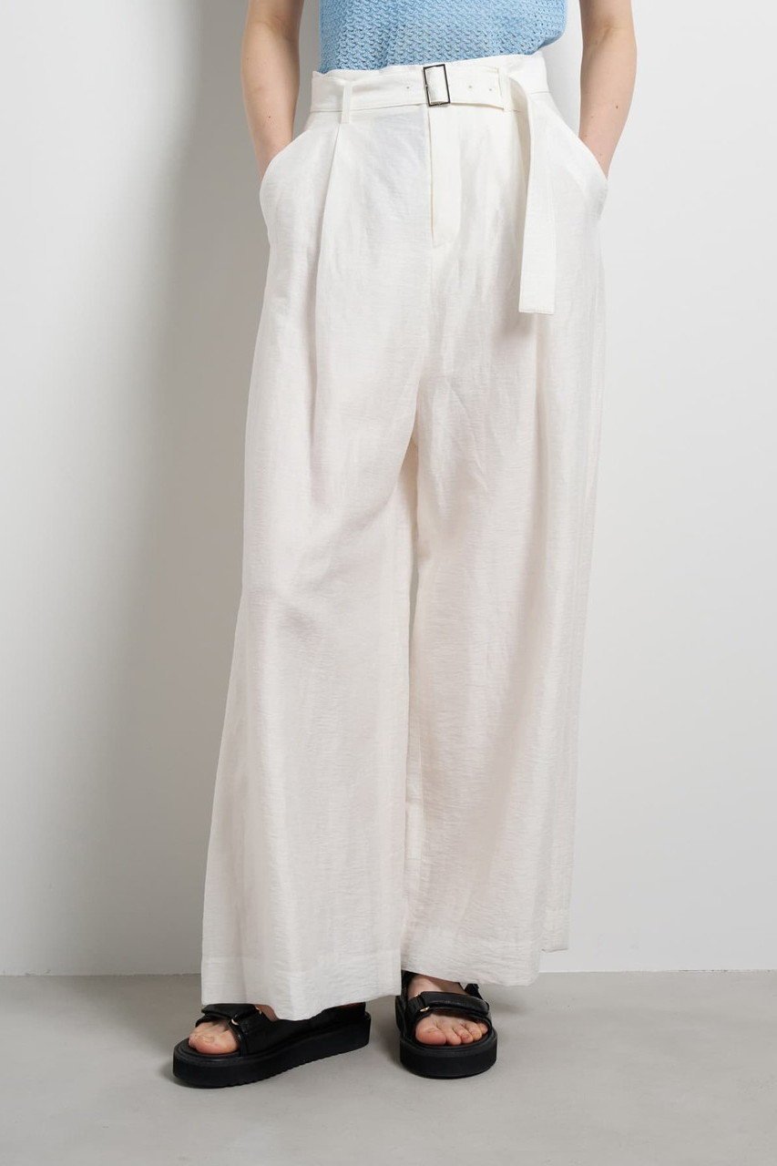 【ランバン オン ブルー/LANVIN en Bleu】のベルト付きリネンワイドタックパンツ インテリア・キッズ・メンズ・レディースファッション・服の通販 founy(ファニー) 　ファッション　Fashion　レディースファッション　Fashion for Women　パンツ　Pants & Trousers　ベルト&ウエストマーク　Belts & Waist Accessories　2026年　2026　ランダム　Random, Irregular　リネン　Linen, Linen Fabric　夏　Summer　春　Spring　S/S・春夏　SS, Spring/Summer, Warm Season　オフ|ID: prp329100004859597 ipo3291000000035956231