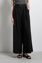 【ランバン オン ブルー/LANVIN en Bleu】のベルト付きリネンワイドタックパンツ ブラック|ID: prp329100004859597 ipo3291000000036232020