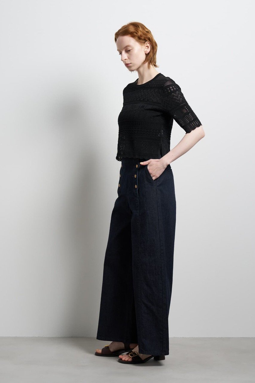 【ランバン オン ブルー/LANVIN en Bleu】のレースハーフスリーブニット 人気、トレンドファッション・服の通販 founy(ファニー) 　ファッション　Fashion　レディースファッション　Fashion for Women　トップス・カットソー　Cut & Sew Tops　ニット　Knit Tops & Sweaters　カジュアルプルオーバー・ニットトップス　Pullovers & Knit Tops / Casual Pullovers　2026年　2026　カーディガン　Cardigan, Knitwear　コンパクト　Compact, Small Size　バランス　Balance, Style Balance　パターン　Pattern, Design Print　レース　Lace, Lace Fabric　エレガント 上品　Elegant　夏　Summer　春　Spring　S/S・春夏　SS, Spring/Summer, Warm Season　other-5|ID: prp329100004859599 ipo3291000000035956258