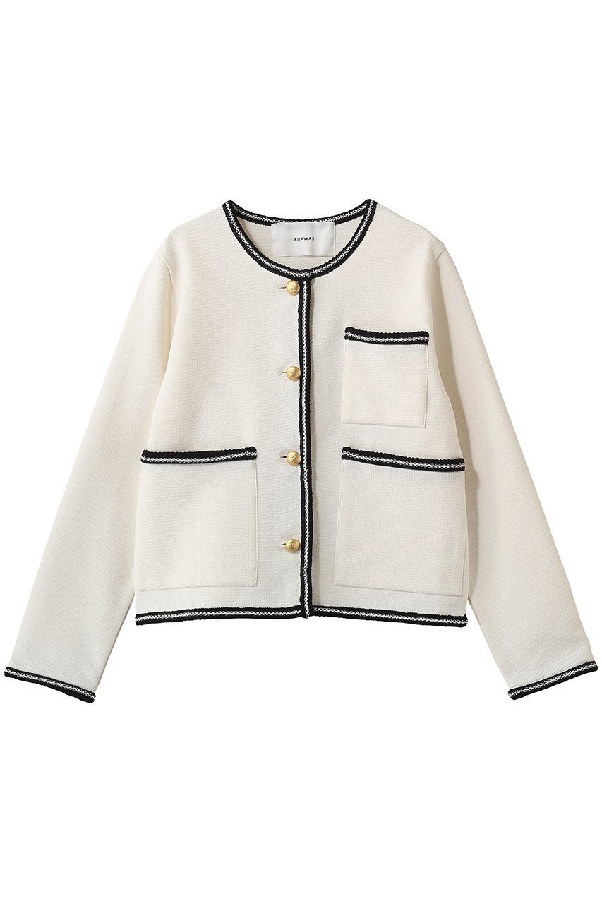 【アダワス/ADAWAS】のライト インレイ ニット トリムド ジャケット インテリア・キッズ・メンズ・レディースファッション・服の通販 founy(ファニー) ファッション Fashion レディースファッション Fashion for Women アウター Coat / Outerwear Collection レディースジャケット・軽アウター Jackets ブルゾンジャケット・スポーティアウター Blouson Jackets 2026年 2026 ジャケット Jacket, Outerwear トリミング Trimming, Decorative Edge ブルゾン Blouson, Bomber Jacket ポケット Pocket, Pocket Detail マニッシュ Mannish, Boyish 夏 Summer 春 Spring S/S・春夏 SS, Spring/Summer, Warm Season ミルク|ID: prp329100004859609 ipo3291000000035956349