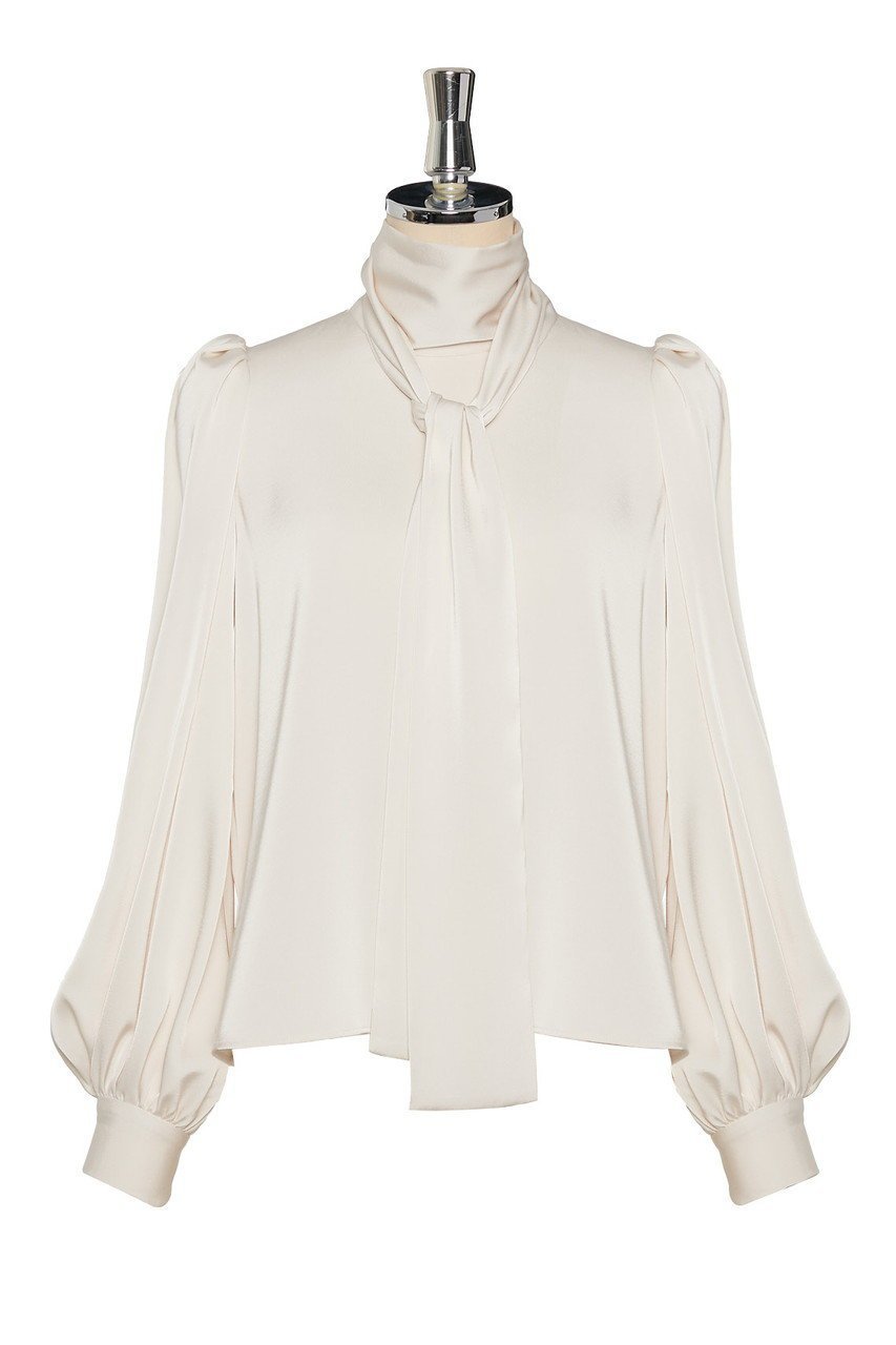 【デイジーリン/DAISY LIN】のBlouse Daisy Elegant Ribbon インテリア・キッズ・メンズ・レディースファッション・服の通販 founy(ファニー) 　ファッション　Fashion　レディースファッション　Fashion for Women　トップス・カットソー　Cut & Sew Tops　シャツ・ブラウス・オフィスカジュアル　Elegant Blouses & Button-Ups　アンティーク　Antique-Inspired　インナー　Innerwear　エレガント 上品　Elegant　カフス　Cuff Design　ジャケット　Jacket, Outerwear　スリーブ　Sleeve, Long Sleeve / Short Sleeve　チュール　Tulip, Tulip Motif　パウダー　Powder, Soft Tone　リボン　Ribbon, Bow　ループ　Loop, Loop Knit　ロング　Long, Long-Length　新作・新入荷　New Arrivals / New In　パウダーベージュ|ID: prp329100004860021 ipo3291000000035982910