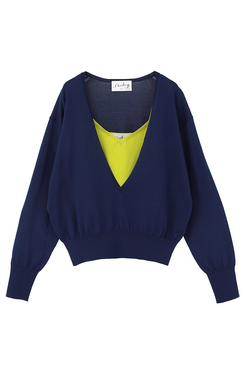 【マルティニーク/martinique】の【l heritage martinique】深Vプルオーバーツインセット 人気、トレンドファッション・服の通販 founy(ファニー) 　ファッション　Fashion　レディースファッション　Fashion for Women　トップス・カットソー　Cut & Sew Tops　ニット　Knit Tops & Sweaters　カジュアルプルオーバー・ニットトップス　Pullovers & Knit Tops / Casual Pullovers　2026年　2026　おすすめ　Recommended / Our Picks　インナー　Innerwear　シルク　Silk, 100% Silk　タンク　Tank Top, Sleeveless Top　ツイスト　Tweed, Tweed Fabric　トレンド　Trend, Trending Now　プリント　Print, Printed Pattern　夏　Summer　春　Spring　S/S・春夏　SS, Spring/Summer, Warm Season　 other-1|ID: prp329100004860031 ipo3291000000035982983