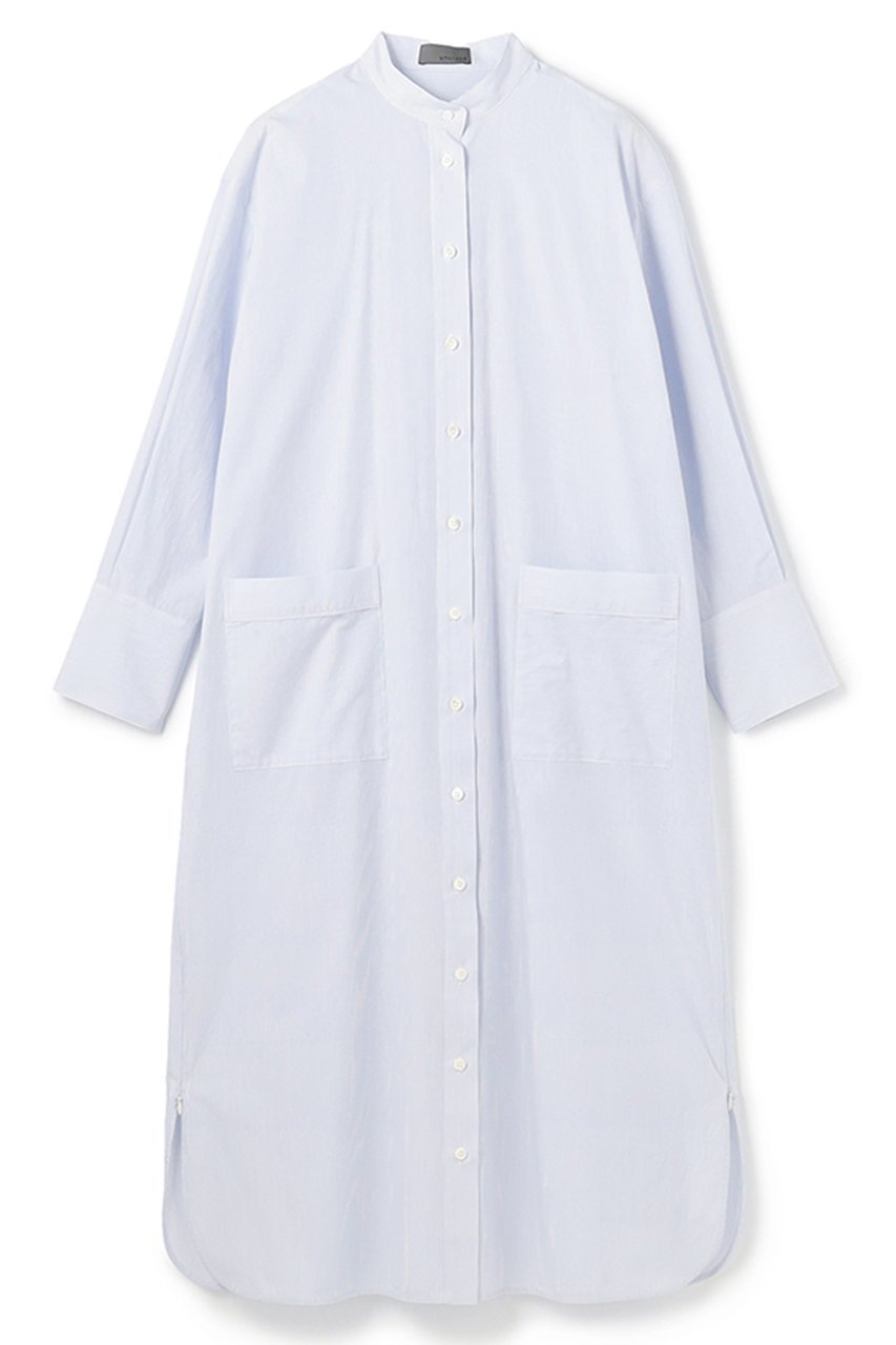 【アンクレイヴ/uncrave】のコットンクロスストライプ シャツワンピース 人気、トレンドファッション・服の通販 founy(ファニー) 　ファッション　Fashion　レディースファッション　Fashion for Women　ワンピース　Dresses　シャツワンピース / 1枚で着映えコーデ　Shirt Dresses　チュニック　Tunic Tops & Dresses　おすすめ　Recommended / Our Picks　ストライプ　Stripe, Striped Pattern　ストレート　Straight, Straight Cut　スリット　Slit, Slit Detail　チュニック　Tunic, Long Top　ドレス　Dress, One-Piece　ロング　Long, Long-Length　新作・新入荷　New Arrivals / New In　無地　Plain, Solid Color　 other-1|ID: prp329100004860792 ipo3291000000035999797