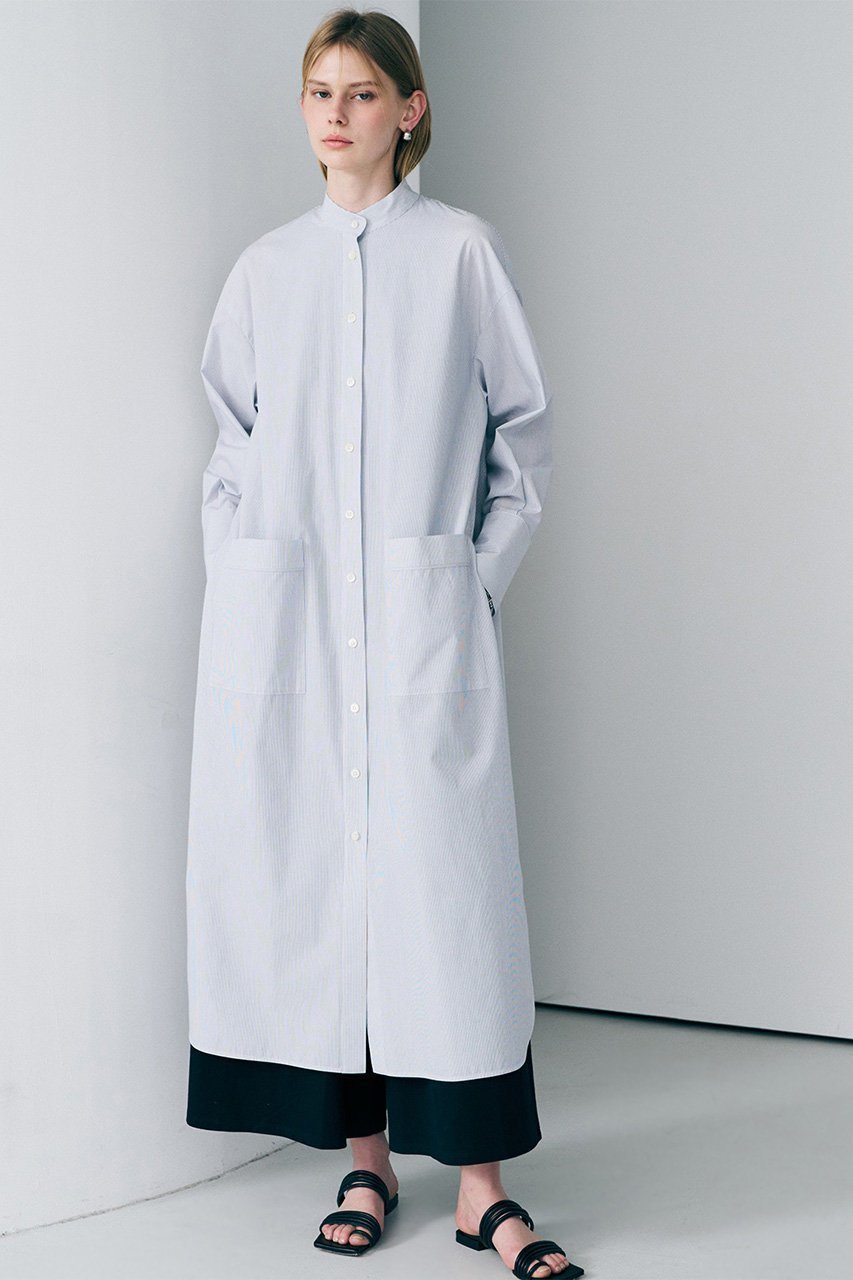 【アンクレイヴ/uncrave】のコットンクロスストライプ シャツワンピース 人気、トレンドファッション・服の通販 founy(ファニー) 　ファッション　Fashion　レディースファッション　Fashion for Women　ワンピース　Dresses　シャツワンピース / 1枚で着映えコーデ　Shirt Dresses　チュニック　Tunic Tops & Dresses　おすすめ　Recommended / Our Picks　ストライプ　Stripe, Striped Pattern　ストレート　Straight, Straight Cut　スリット　Slit, Slit Detail　チュニック　Tunic, Long Top　ドレス　Dress, One-Piece　ロング　Long, Long-Length　新作・新入荷　New Arrivals / New In　無地　Plain, Solid Color　other-7|ID: prp329100004860792 ipo3291000000035999805