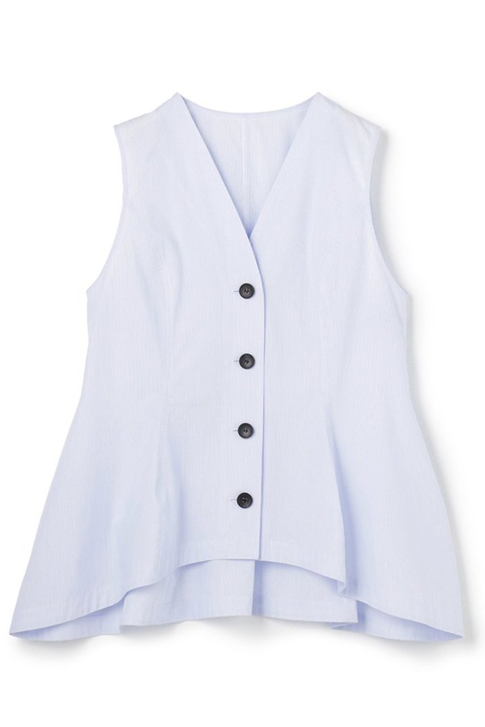 【アンクレイヴ/uncrave】のコットンクロスストライプ ペプラムジレブラウス インテリア・キッズ・メンズ・レディースファッション・服の通販 founy(ファニー) https://founy.com/ ファッション Fashion レディースファッション Fashion for Women アウター Coat / Outerwear Collection トップス・カットソー Cut & Sew Tops キャミソール&ノースリーブ Camisoles & Sleeveless Tops シャツ・ブラウス・オフィスカジュアル Elegant Blouses & Button-Ups ベスト&ジレ / 重ね着スタイル Vests & Gilets おすすめ Recommended / Our Picks コルセット Corset, Bustier シェイプ Shape, Slim Fit ストライプ Stripe, Striped Pattern セットアップ Set-Up, Coordinated Outfit ノースリーブ Sleeveless, No-Sleeve ペプラム Peplum, Flared Hem 新作・新入荷 New Arrivals / New In 無地 Plain, Solid Color |ID: prp329100004860794 ipo3291000000035999814