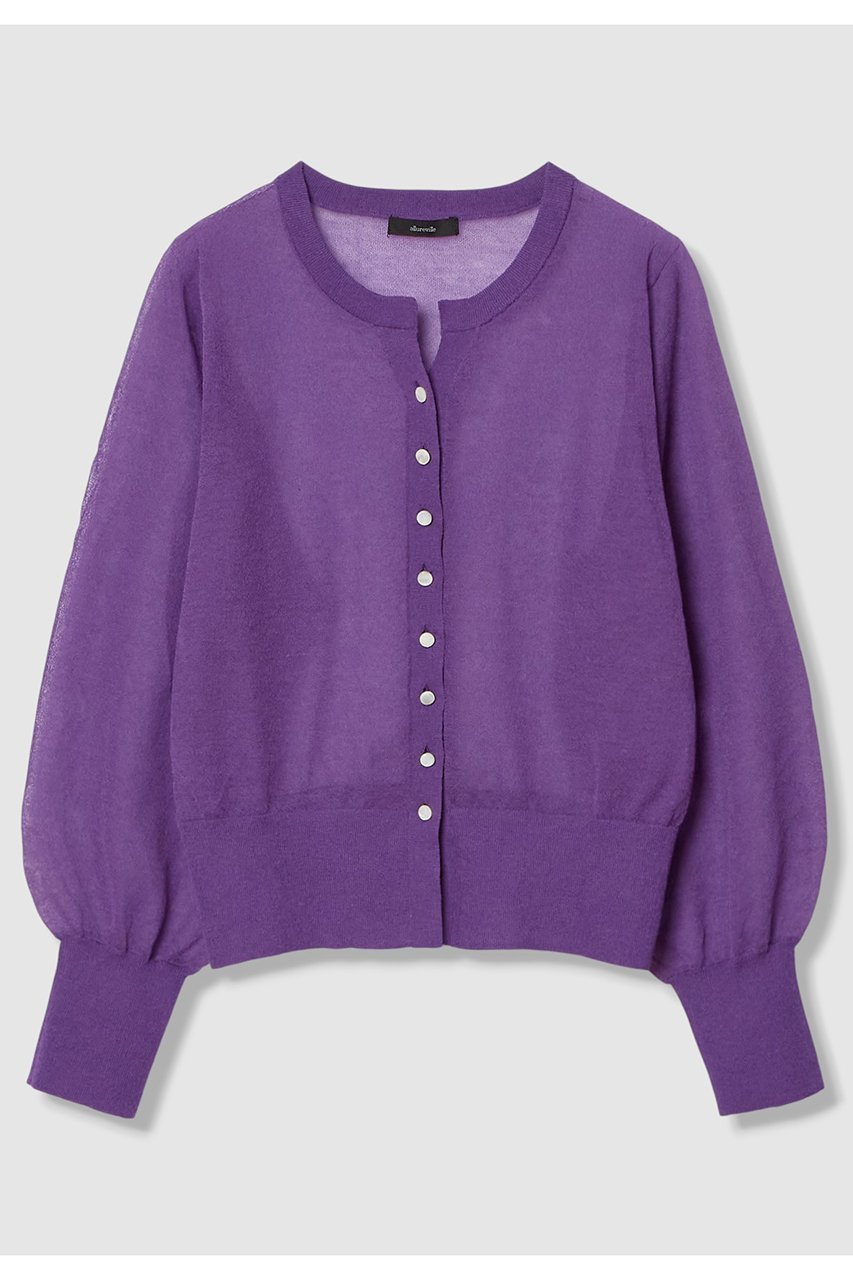 【アルアバイル/allureville】のシアーラミースキッパーカーディガン インテリア・キッズ・メンズ・レディースファッション・服の通販 founy(ファニー) 　ファッション　Fashion　レディースファッション　Fashion for Women　トップス・カットソー　Cut & Sew Tops　ニット　Knit Tops & Sweaters　カーディガン・羽織り　Layered Style Cardigans　レディースパーカー・カジュアルフーディー　Casual Hoodies & Sweatshirts　2026年　2026　おすすめ　Recommended / Our Picks　イエロー　Yellow　カーディガン　Cardigan, Knitwear　キャミソール　Camisole, Spaghetti Strap Top　スキッパー　Skipper, Open Collar　ドレス　Dress, One-Piece　ノースリーブ　Sleeveless, No-Sleeve　パープル　Purple, Violet　人気　Popular, Best Seller　夏　Summer　春　Spring　S/S・春夏　SS, Spring/Summer, Warm Season　パープル|ID: prp329100004860826 ipo3291000000036000067