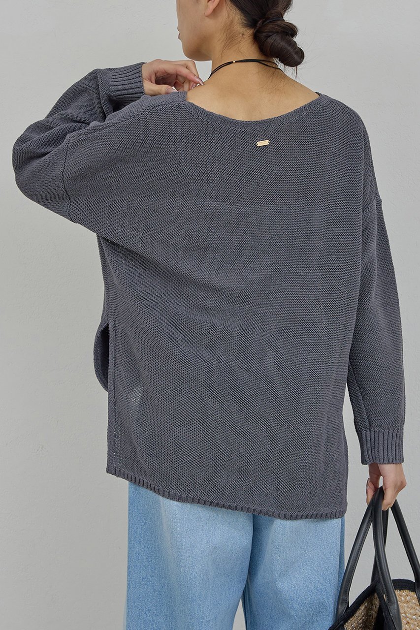 【ガリャルダガランテ/GALLARDAGALANTE】のコットンメッシュプルオーバー 人気、トレンドファッション・服の通販 founy(ファニー) 　ファッション　Fashion　レディースファッション　Fashion for Women　トップス・カットソー　Cut & Sew Tops　ニット　Knit Tops & Sweaters　カジュアルプルオーバー・ニットトップス　Pullovers & Knit Tops / Casual Pullovers　スリット　Slit, Slit Detail　ヘムライン　Hemline, Bottom Cut　ベーシック　Basic, Essential　other-8|ID: prp329100004860835 ipo3291000000036772571