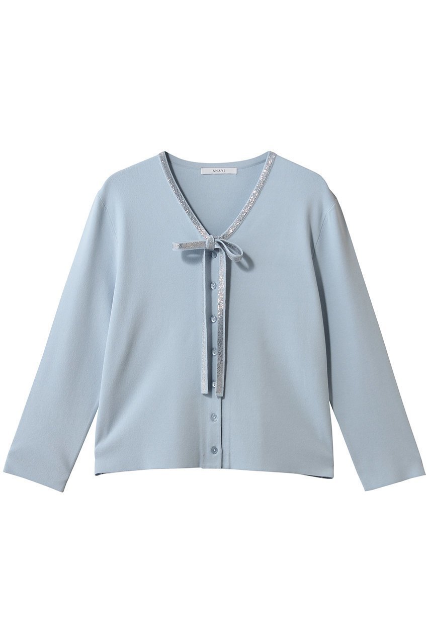 【アナイ/ANAYI】のステップビジューカーディガン インテリア・キッズ・メンズ・レディースファッション・服の通販 founy(ファニー) 　ファッション　Fashion　レディースファッション　Fashion for Women　トップス・カットソー　Cut & Sew Tops　ニット　Knit Tops & Sweaters　カーディガン・羽織り　Layered Style Cardigans　2026年　2026　とろみ　Fluid, Flowy Fabric　カーディガン　Cardigan, Knitwear　パーティ　Party, Party Style　ビジュー　Bijou, Jewel-like Accent　リボン　Ribbon, Bow　エレガント 上品　Elegant　夏　Summer　春　Spring　S/S・春夏　SS, Spring/Summer, Warm Season　ミントグリーン|ID: prp329100004860844 ipo3291000000036000236