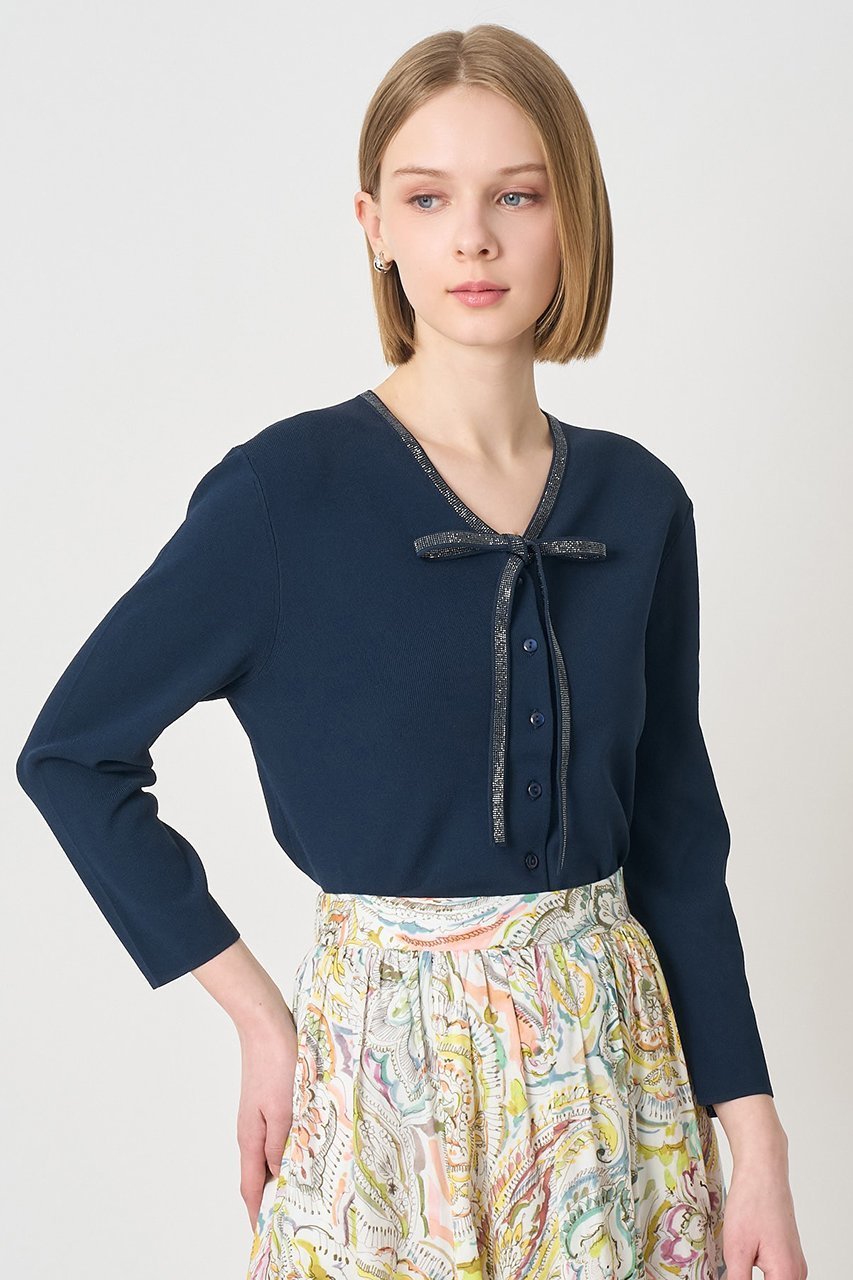 【アナイ/ANAYI】のステップビジューカーディガン 人気、トレンドファッション・服の通販 founy(ファニー) 　ファッション　Fashion　レディースファッション　Fashion for Women　トップス・カットソー　Cut & Sew Tops　ニット　Knit Tops & Sweaters　カーディガン・羽織り　Layered Style Cardigans　とろみ　Fluid, Flowy Fabric　カーディガン　Cardigan, Knitwear　パーティ　Party, Party Style　ビジュー　Bijou, Jewel-like Accent　リボン　Ribbon, Bow　エレガント 上品　Elegant　other-6|ID: prp329100004860844 ipo3291000000036371014