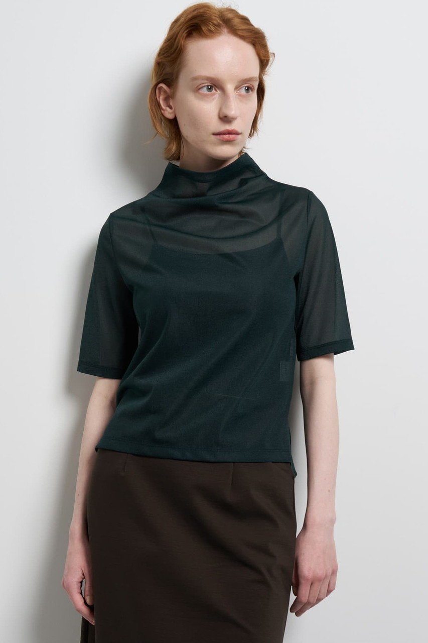 【ランバン オン ブルー/LANVIN en Bleu】のシアーハーフスリーブカットソー 人気、トレンドファッション・服の通販 founy(ファニー) ファッション Fashion レディースファッション Fashion for Women トップス・カットソー Cut & Sew Tops シャツ・ブラウス・オフィスカジュアル Elegant Blouses & Button-Ups ロングTシャツ・Tシャツ Longline T-Shirts & Tees カットソー・ベーシックTシャツ Cut-and-Sewn Tops / Stretch Tees & Basics 2026年 2026 ショート Short, Short Length シンプル Simple, Minimal ジョーゼット Georgette, Semi-Sheer Fabric スリット Slit, Slit Detail スリーブ Sleeve, Long Sleeve / Short Sleeve ドレープ Drape, Draping Fabric ハイネック High Neck, Mock Neck ファブリック Fabric, Textile エレガント 上品 Elegant 夏 Summer 春 Spring S/S・春夏 SS, Spring/Summer, Warm Season other-1|ID: prp329100004861126 ipo3291000000036008128