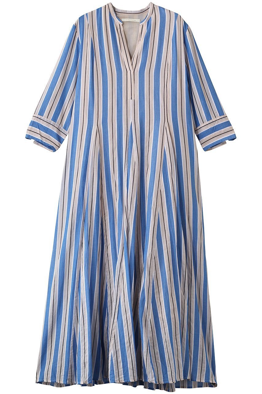 【ヌキテパ/NE QUITTEZ PAS】のCotton Voile Stripe パネルドレス インテリア・キッズ・メンズ・レディースファッション・服の通販 founy(ファニー) 　ファッション　Fashion　レディースファッション　Fashion for Women　ワンピース　Dresses　フォーマル・パーティードレス・結婚式用ドレス　Elegant & Casual Dresses　チュニック　Tunic Tops & Dresses　2026年　2026　エアリー　Airy Texture　ストライプ　Stripe, Striped Pattern　チュニック　Tunic, Long Top　ドレス　Dress, One-Piece　モダン　Modern, Contemporary　リゾート　Resort, Vacation Style　ロング　Long, Long-Length　夏　Summer　春　Spring　S/S・春夏　SS, Spring/Summer, Warm Season　ブルー|ID: prp329100004861352 ipo3291000000036026726