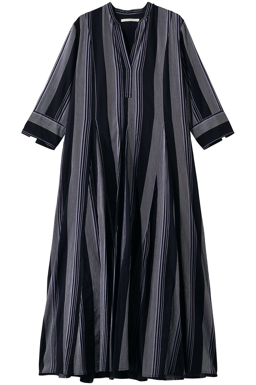 【ヌキテパ/NE QUITTEZ PAS】のCotton Voile Stripe パネルドレス インテリア・キッズ・メンズ・レディースファッション・服の通販 founy(ファニー) 　ファッション　Fashion　レディースファッション　Fashion for Women　ワンピース　Dresses　フォーマル・パーティードレス・結婚式用ドレス　Elegant & Casual Dresses　チュニック　Tunic Tops & Dresses　2026年　2026　エアリー　Airy Texture　ストライプ　Stripe, Striped Pattern　チュニック　Tunic, Long Top　ドレス　Dress, One-Piece　モダン　Modern, Contemporary　リゾート　Resort, Vacation Style　ロング　Long, Long-Length　夏　Summer　春　Spring　S/S・春夏　SS, Spring/Summer, Warm Season　ネイビー|ID: prp329100004861352 ipo3291000000036026727