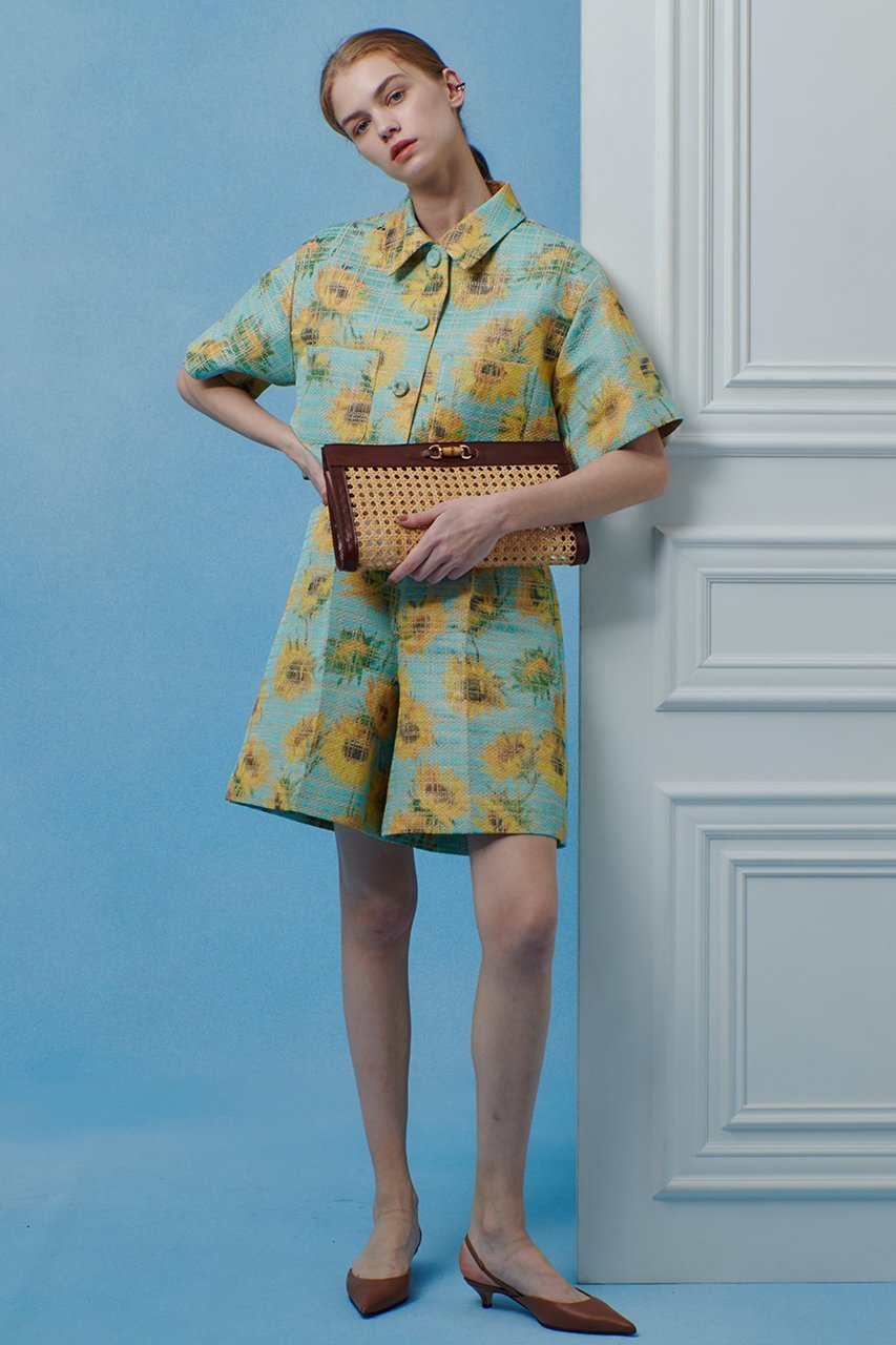 【アルアバイル/allureville】の【LOULOU WILLOUGHBY】サンフラワージャカードショートパンツ 人気、トレンドファッション・服の通販 founy(ファニー) ファッション Fashion レディースファッション Fashion for Women パンツ Pants & Trousers ショートパンツ・ハーフパンツ High-Waisted & Relaxed Shorts 2026年 2026 おすすめ Recommended / Our Picks イエロー Yellow イタリア Italy ショート Short, Short Length ジャケット Jacket, Outerwear セットアップ Set-Up, Coordinated Outfit ターコイズ Turquoise, Blue-Green モチーフ Motif, Design Theme 夏 Summer 春 Spring S/S・春夏 SS, Spring/Summer, Warm Season other-2|ID: prp329100004861664 ipo3291000000036045066