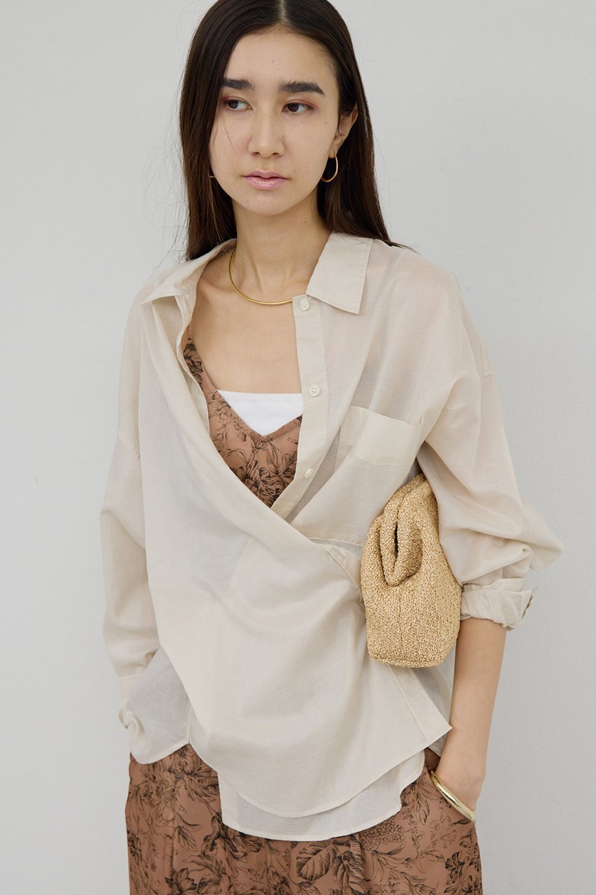 【ガリャルダガランテ/GALLARDAGALANTE】のカシュクールローンシャツ インテリア・キッズ・メンズ・レディースファッション・服の通販 founy(ファニー) ファッション Fashion レディースファッション Fashion for Women トップス・カットソー Cut & Sew Tops シャツ・ブラウス・オフィスカジュアル Elegant Blouses & Button-Ups 2026年 2026 シンプル Simple, Minimal ストライプ Stripe, Striped Pattern スリーブ Sleeve, Long Sleeve / Short Sleeve ロング Long, Long-Length 夏 Summer 春 Spring S/S・春夏 SS, Spring/Summer, Warm Season ライトベージュ|ID: prp329100004861696 ipo3291000000036050429