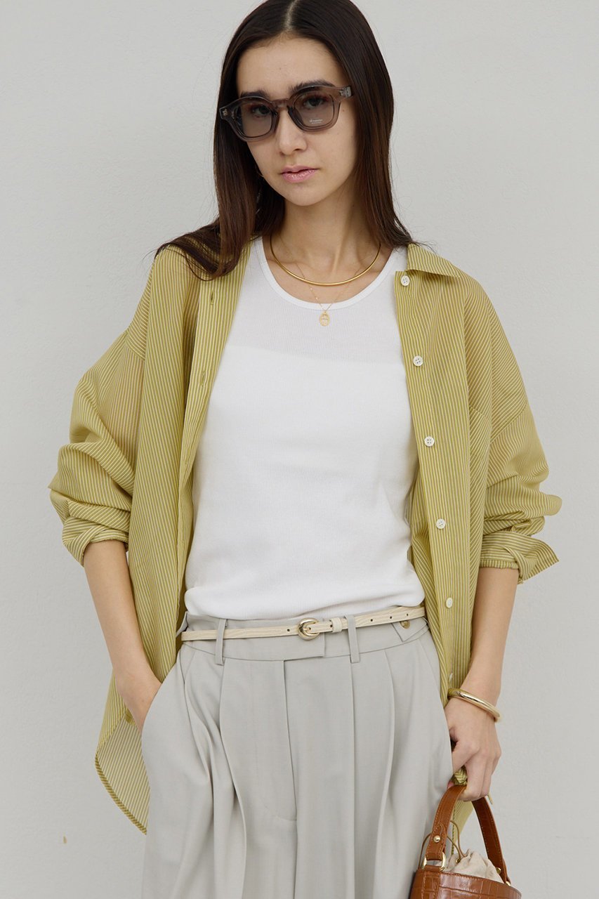 【ガリャルダガランテ/GALLARDAGALANTE】のカシュクールローンシャツ インテリア・キッズ・メンズ・レディースファッション・服の通販 founy(ファニー) ファッション Fashion レディースファッション Fashion for Women トップス・カットソー Cut & Sew Tops シャツ・ブラウス・オフィスカジュアル Elegant Blouses & Button-Ups 2026年 2026 シンプル Simple, Minimal ストライプ Stripe, Striped Pattern スリーブ Sleeve, Long Sleeve / Short Sleeve ロング Long, Long-Length 夏 Summer 春 Spring S/S・春夏 SS, Spring/Summer, Warm Season イエロー|ID: prp329100004861696 ipo3291000000036050430