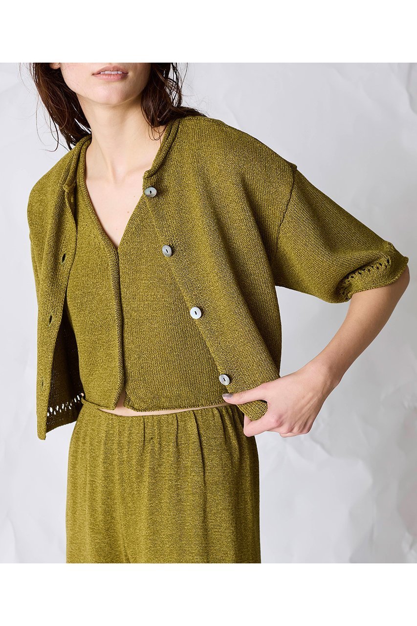 【マリリンムーン/MARILYN MOON】の【WALANCE】ペーパーニット2wayハーフスリーブトップス インテリア・キッズ・メンズ・レディースファッション・服の通販 founy(ファニー) ファッション Fashion レディースファッション Fashion for Women トップス・カットソー Cut & Sew Tops ニット Knit Tops & Sweaters カジュアルプルオーバー・ニットトップス Pullovers & Knit Tops / Casual Pullovers 2026年 2026 クロップド Cropped, Short Length コンパクト Compact, Small Size シンプル Simple, Minimal バランス Balance, Style Balance ペーパー Paper, Kraft Paper ボトム Bottoms, Lower Wear 夏 Summer 春 Spring S/S・春夏 SS, Spring/Summer, Warm Season 透かし Cut-Out, Lacework オリーブ|ID: prp329100004861786 ipo3291000000036058109