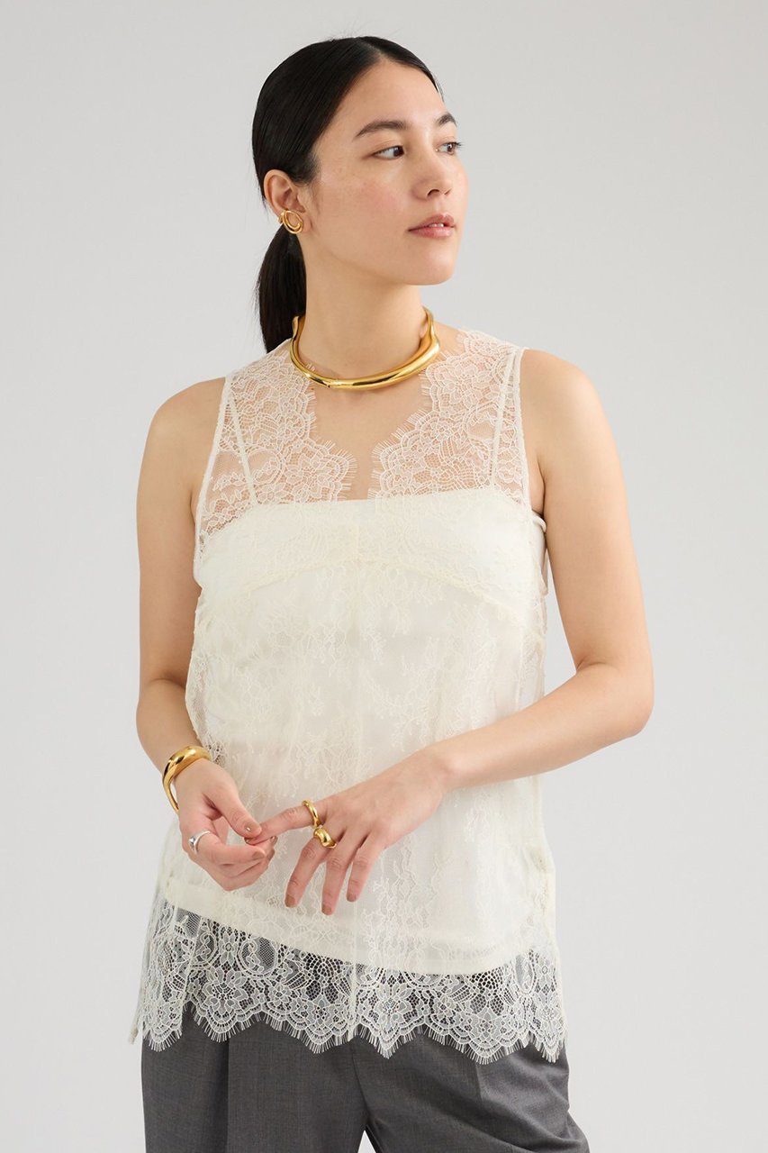 【カオス/Chaos】のマチュータンク 人気、トレンドファッション・服の通販 founy(ファニー) 　ファッション　Fashion　レディースファッション　Fashion for Women　トップス・カットソー　Cut & Sew Tops　キャミソール&ノースリーブ　Camisoles & Sleeveless Tops　シャツ・ブラウス・オフィスカジュアル　Elegant Blouses & Button-Ups　2026年　2026　インナー　Innerwear　スカラップ　Scallop, Scalloped Edge　タンク　Tank Top, Sleeveless Top　ノースリーブ　Sleeveless, No-Sleeve　モチーフ　Motif, Design Theme　レース　Lace, Lace Fabric　夏　Summer　春　Spring　S/S・春夏　SS, Spring/Summer, Warm Season　other-5|ID: prp329100004861969 ipo3291000000036074404