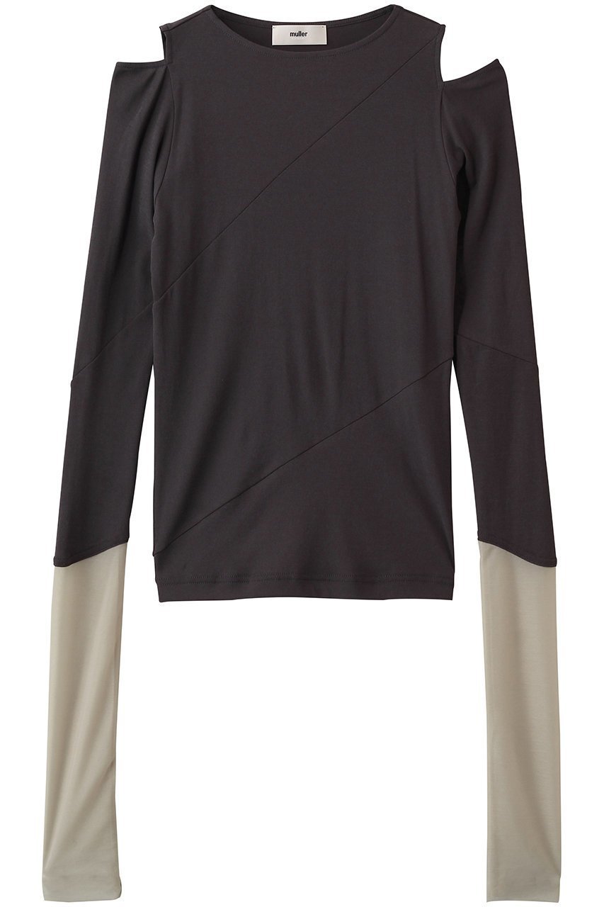 【エリオポール/heliopole】の【muller of yoshiokubo】DIAGONAL L/SLEEVE トップ インテリア・キッズ・メンズ・レディースファッション・服の通販 founy(ファニー) 　ファッション　Fashion　レディースファッション　Fashion for Women　トップス・カットソー　Cut & Sew Tops　シャツ・ブラウス・オフィスカジュアル　Elegant Blouses & Button-Ups　ロングTシャツ・Tシャツ　Longline T-Shirts & Tees　カットソー・ベーシックTシャツ　Cut-and-Sewn Tops / Stretch Tees & Basics　2026年　2026　アシンメトリー　Asymmetrical Style　カッティング　Cutting Detail　カットソー　Cut and Sewn Top　シアー　Sheer, See-Through　ジャケット　Jacket, Outerwear　スリーブ　Sleeve, Long Sleeve / Short Sleeve　チュール　Tulip, Tulip Motif　ドッキング　Docking, Mixed Material　フィット　Fit, Slim Fit　ロング　Long, Long-Length　夏　Summer　春　Spring　S/S・春夏　SS, Spring/Summer, Warm Season　長袖　Long Sleeve, Full Sleeve　グレー|ID: prp329100004861976 ipo3291000000036074443