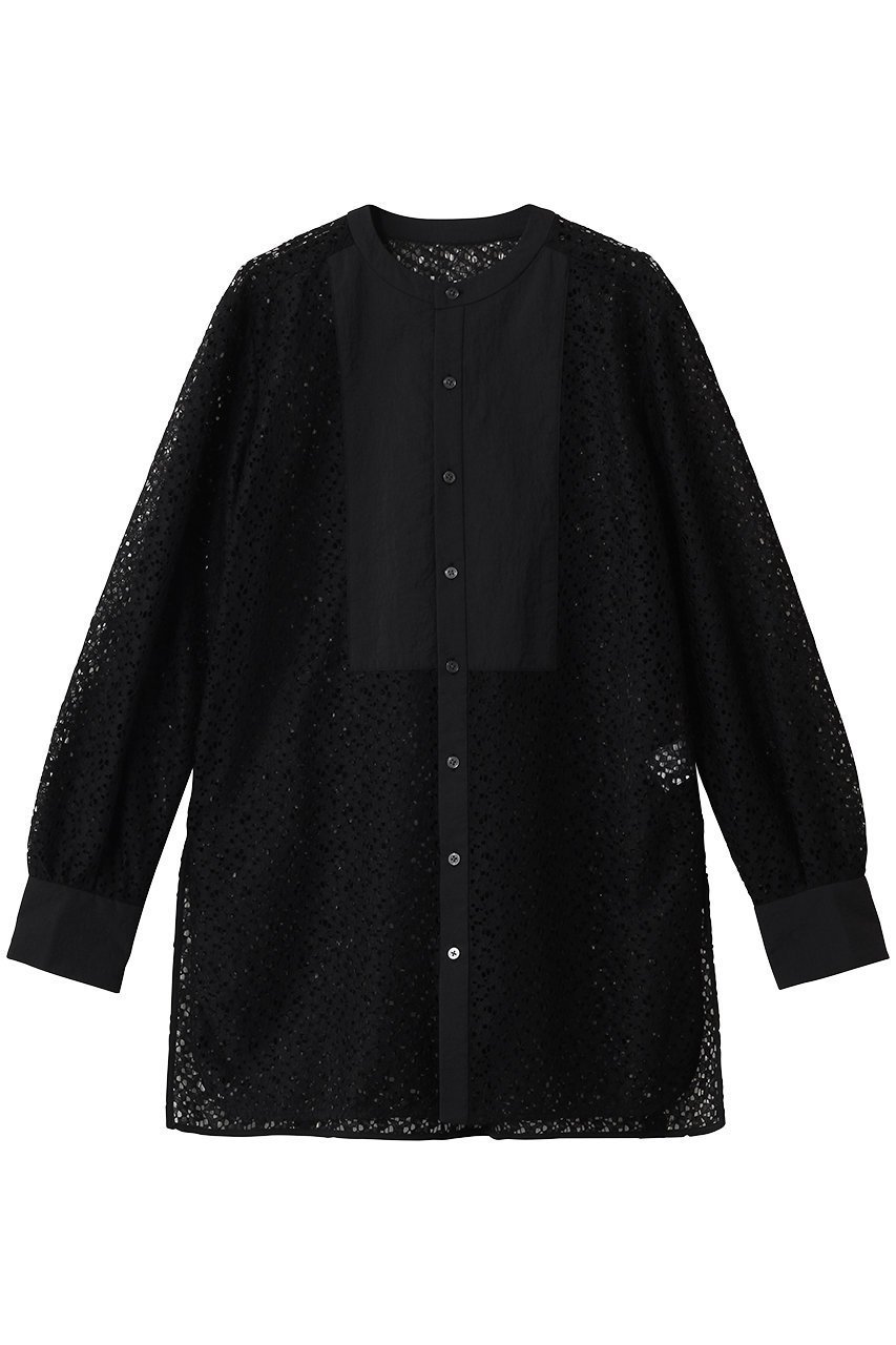 【エリオポール/heliopole】のレースカラーレスシャツ インテリア・キッズ・メンズ・レディースファッション・服の通販 founy(ファニー) ファッション Fashion レディースファッション Fashion for Women トップス・カットソー Cut & Sew Tops シャツ・ブラウス・オフィスカジュアル Elegant Blouses & Button-Ups 2026年 2026 エレガント 上品 Elegant カフス Cuff Design シアー Sheer, See-Through スリット Slit, Slit Detail スリーブ Sleeve, Long Sleeve / Short Sleeve レース Lace, Lace Fabric ロング Long, Long-Length 夏 Summer 春 Spring S/S・春夏 SS, Spring/Summer, Warm Season ブラック|ID: prp329100004861979 ipo3291000000036074466