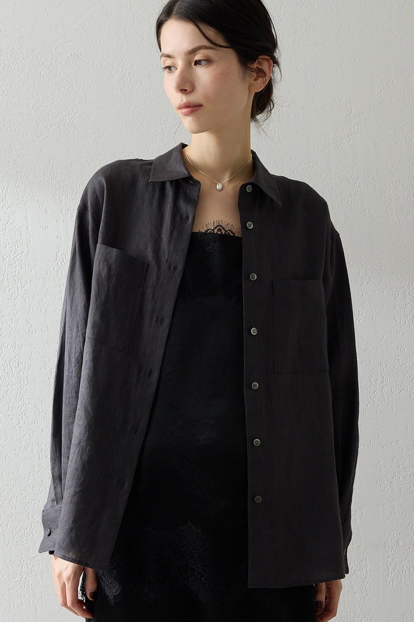 【ウィムガゼット/Whim Gazette】のリネンシャツ インテリア・キッズ・メンズ・レディースファッション・服の通販 founy(ファニー) 　ファッション　Fashion　レディースファッション　Fashion for Women　トップス・カットソー　Cut & Sew Tops　シャツ・ブラウス・オフィスカジュアル　Elegant Blouses & Button-Ups　春　Spring　シンプル　Simple, Minimal　スリーブ　Sleeve, Long Sleeve / Short Sleeve　フランス　France, French　ベビー　Baby, Babywear　ポケット　Pocket, Pocket Detail　リネン　Linen, Linen Fabric　リラックス　Relax, Relaxed Fit　レギュラー　Regular, Standard Fit　ロング　Long, Long-Length　S/S・春夏　SS, Spring/Summer, Warm Season　夏　Summer　エレガント 上品　Elegant　2026年　2026　チャコールグレー|ID: prp329100004861980 ipo3291000000036074474