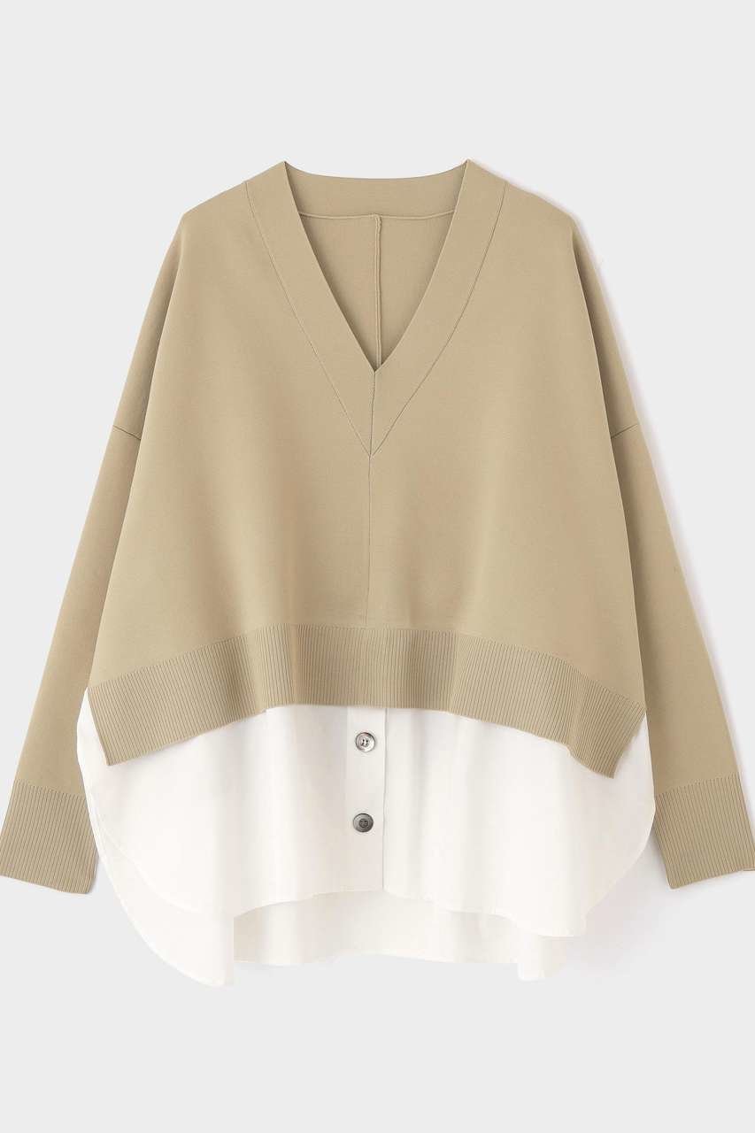 【ル フィル/LE PHIL】のレイヤードプルオーバー インテリア・キッズ・メンズ・レディースファッション・服の通販 founy(ファニー) 　ファッション　Fashion　レディースファッション　Fashion for Women　トップス・カットソー　Cut & Sew Tops　ニット　Knit Tops & Sweaters　カジュアルプルオーバー・ニットトップス　Pullovers & Knit Tops / Casual Pullovers　インナー　Innerwear　エレガント 上品　Elegant　シンプル　Simple, Minimal　ドッキング　Docking, Mixed Material　バランス　Balance, Style Balance　ビッグ　Big, Oversized　ボトム　Bottoms, Lower Wear　ベージュ|ID: prp329100004862876 ipo3291000000036809115