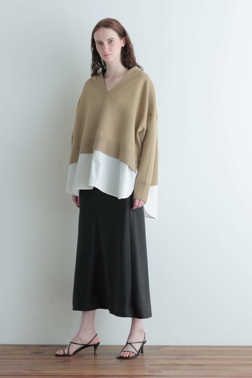 【ル フィル/LE PHIL】のレイヤードプルオーバー 人気、トレンドファッション・服の通販 founy(ファニー) 　ファッション　Fashion　レディースファッション　Fashion for Women　トップス・カットソー　Cut & Sew Tops　ニット　Knit Tops & Sweaters　カジュアルプルオーバー・ニットトップス　Pullovers & Knit Tops / Casual Pullovers　インナー　Innerwear　エレガント 上品　Elegant　シンプル　Simple, Minimal　ドッキング　Docking, Mixed Material　バランス　Balance, Style Balance　ビッグ　Big, Oversized　ボトム　Bottoms, Lower Wear　other-3|ID: prp329100004862876 ipo3291000000036809119