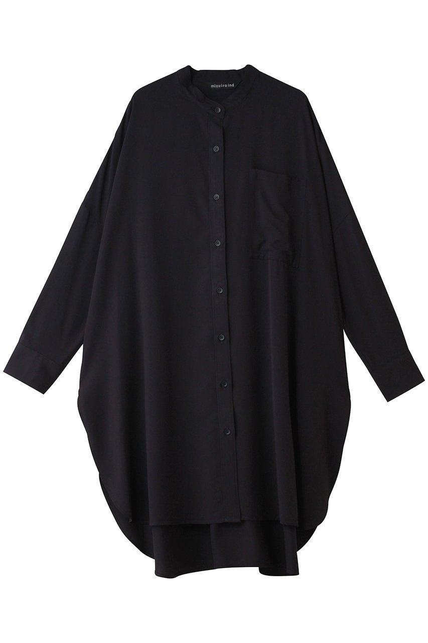 【ミズイロ インド/mizuiro ind】のT/R band collar long shirt シャツ インテリア・キッズ・メンズ・レディースファッション・服の通販 founy(ファニー) 　ファッション　Fashion　レディースファッション　Fashion for Women　トップス・カットソー　Cut & Sew Tops　シャツ・ブラウス・オフィスカジュアル　Elegant Blouses & Button-Ups　2026年　2026　おすすめ　Recommended / Our Picks　スリット　Slit, Slit Detail　スリーブ　Sleeve, Long Sleeve / Short Sleeve　ロング　Long, Long-Length　エレガント 上品　Elegant　夏　Summer　春　Spring　S/S・春夏　SS, Spring/Summer, Warm Season　navy|ID: prp329100004862894 ipo3291000000036145156