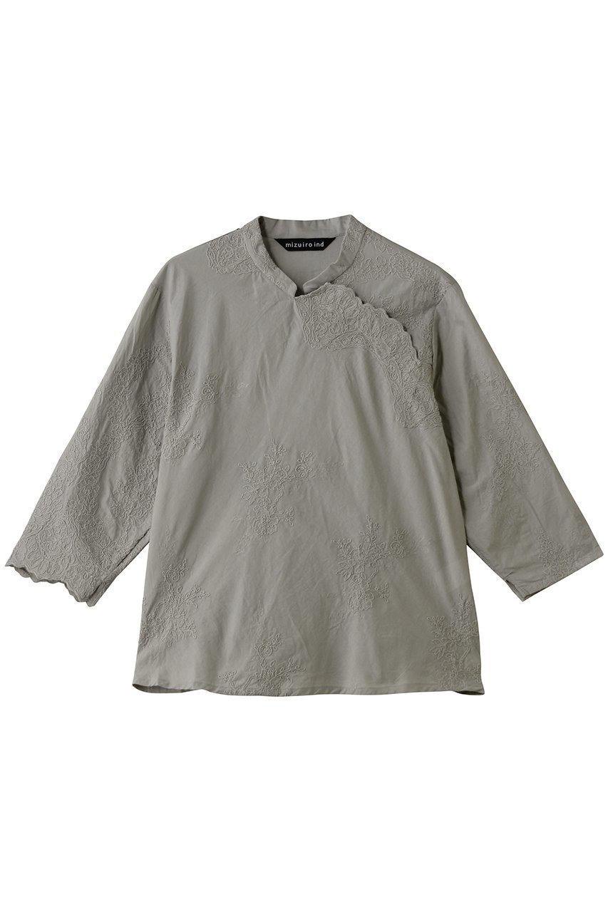 【ミズイロ インド/mizuiro ind】のlace chinoiserie shirt シャツ インテリア・キッズ・メンズ・レディースファッション・服の通販 founy(ファニー) 　ファッション　Fashion　レディースファッション　Fashion for Women　トップス・カットソー　Cut & Sew Tops　シャツ・ブラウス・オフィスカジュアル　Elegant Blouses & Button-Ups　2026年　2026　アンティーク　Antique-Inspired　スリーブ　Sleeve, Long Sleeve / Short Sleeve　マニッシュ　Mannish, Boyish　レース　Lace, Lace Fabric　ロング　Long, Long-Length　エレガント 上品　Elegant　夏　Summer　春　Spring　S/S・春夏　SS, Spring/Summer, Warm Season　gray|ID: prp329100004862896 ipo3291000000036145181