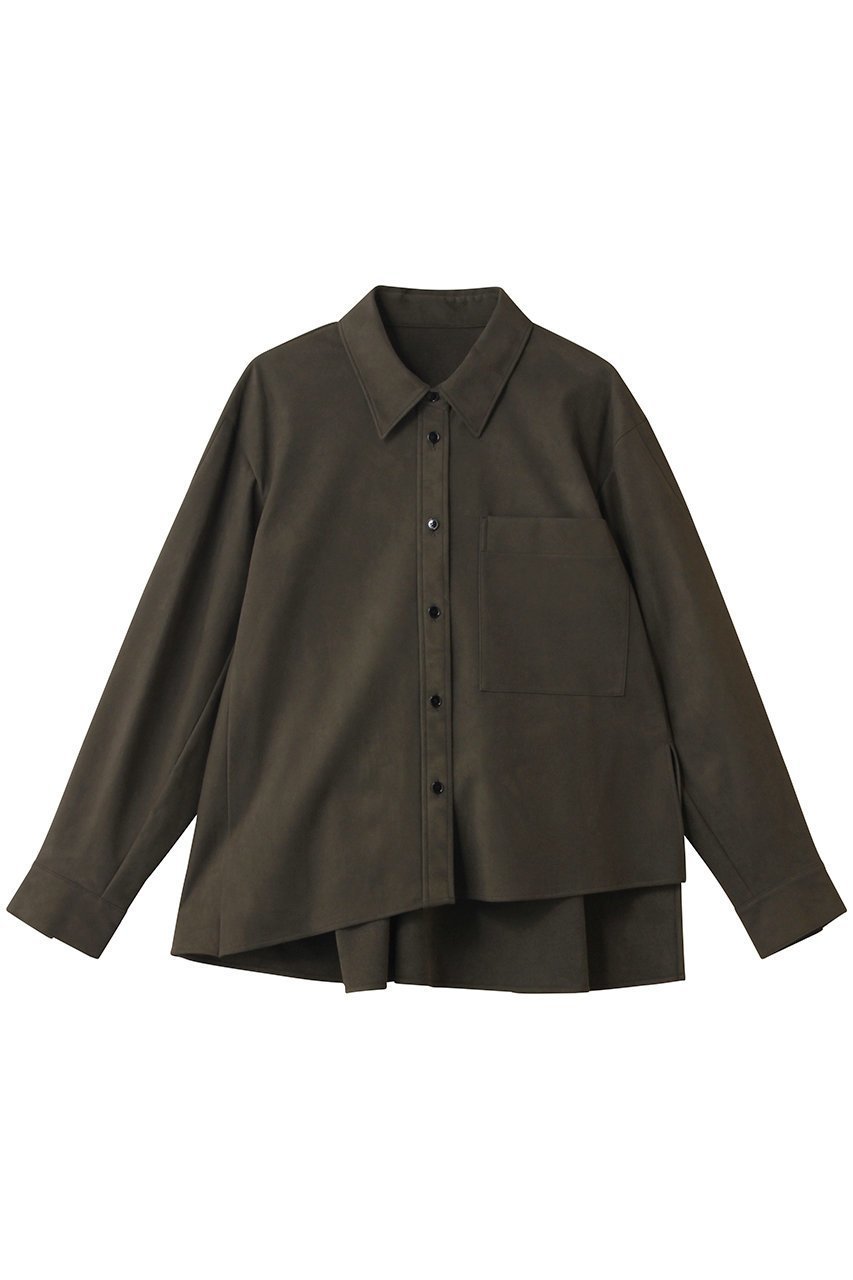 【ランバン オン ブルー/LANVIN en Bleu】のフェイクスエードフレアシャツ インテリア・キッズ・メンズ・レディースファッション・服の通販 founy(ファニー) 　ファッション　Fashion　レディースファッション　Fashion for Women　トップス・カットソー　Cut & Sew Tops　シャツ・ブラウス・オフィスカジュアル　Elegant Blouses & Button-Ups　2026年　2026　スリット　Slit, Slit Detail　スリーブ　Sleeve, Long Sleeve / Short Sleeve　フレア　Flare, Flared　ロング　Long, Long-Length　夏　Summer　春　Spring　S/S・春夏　SS, Spring/Summer, Warm Season　ブラウン|ID: prp329100004862937 ipo3291000000036147295