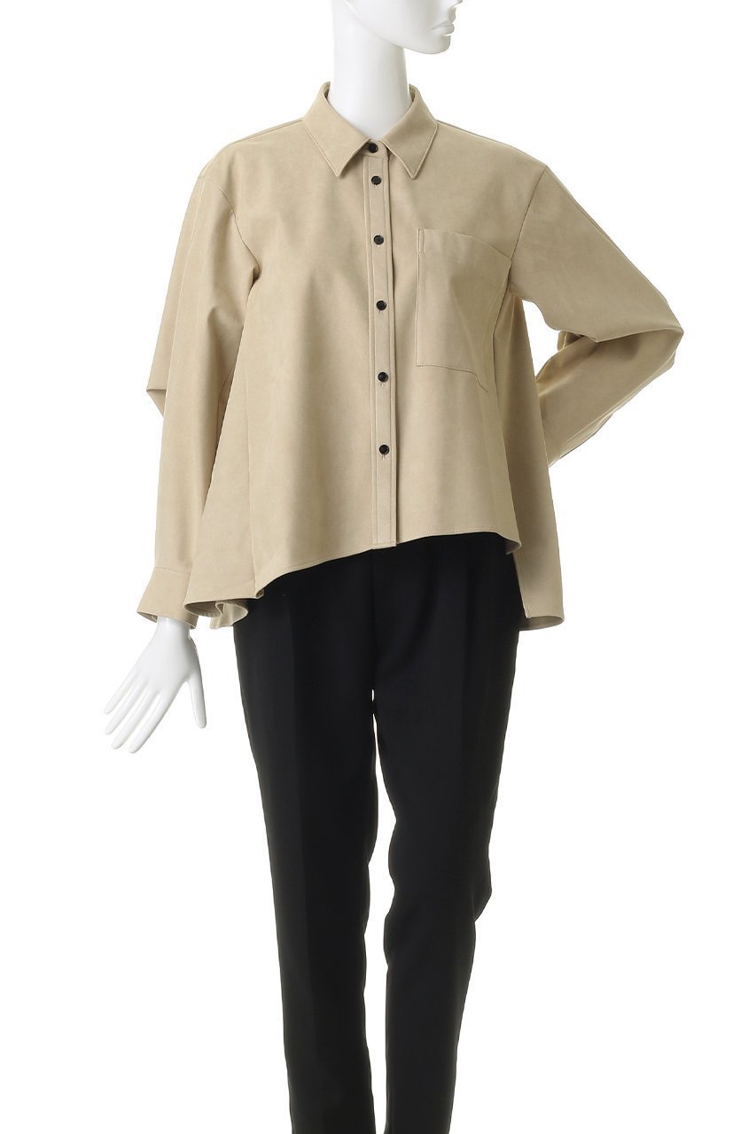 【ランバン オン ブルー/LANVIN en Bleu】のフェイクスエードフレアシャツ 人気、トレンドファッション・服の通販 founy(ファニー) 　ファッション　Fashion　レディースファッション　Fashion for Women　トップス・カットソー　Cut & Sew Tops　シャツ・ブラウス・オフィスカジュアル　Elegant Blouses & Button-Ups　2026年　2026　スリット　Slit, Slit Detail　スリーブ　Sleeve, Long Sleeve / Short Sleeve　フレア　Flare, Flared　ロング　Long, Long-Length　夏　Summer　春　Spring　S/S・春夏　SS, Spring/Summer, Warm Season　other-2|ID: prp329100004862937 ipo3291000000036147296