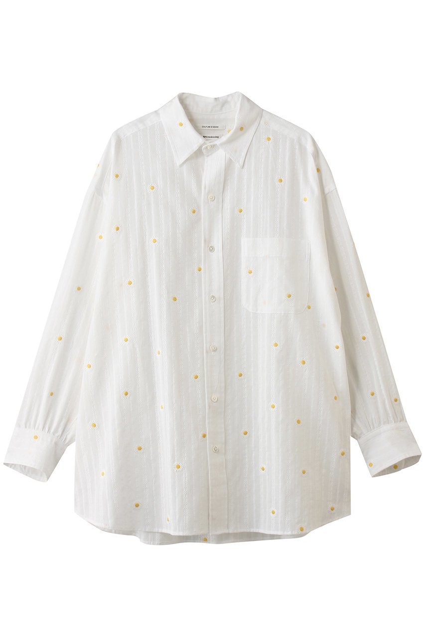 【クチュールドアダム/COUTURE D'ADAM】のマーガレット刺繍ビッグシャツ 人気、トレンドファッション・服の通販 founy(ファニー) ファッション Fashion レディースファッション Fashion for Women トップス・カットソー Cut & Sew Tops シャツ・ブラウス・オフィスカジュアル Elegant Blouses & Button-Ups 2026年 2026 なめらか Smooth, Silky Texture スラックス Slacks, Dress Pants スリーブ Sleeve, Long Sleeve / Short Sleeve デニム Denim, Jeans Material ビッグ Big, Oversized マーガレット Marguerite, Daisy Pattern リラックス Relax, Relaxed Fit ロング Long, Long-Length ワイド Wide, Wide Fit エレガント 上品 Elegant 夏 Summer 春 Spring S/S・春夏 SS, Spring/Summer, Warm Season other-1|ID: prp329100004864094 ipo3291000000036190569